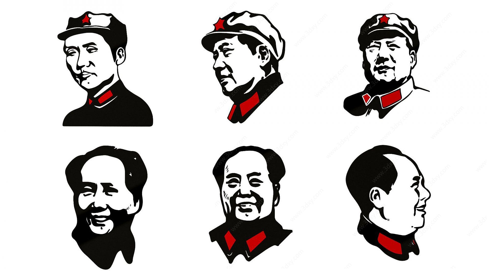 现代毛主席人物头像3D模型