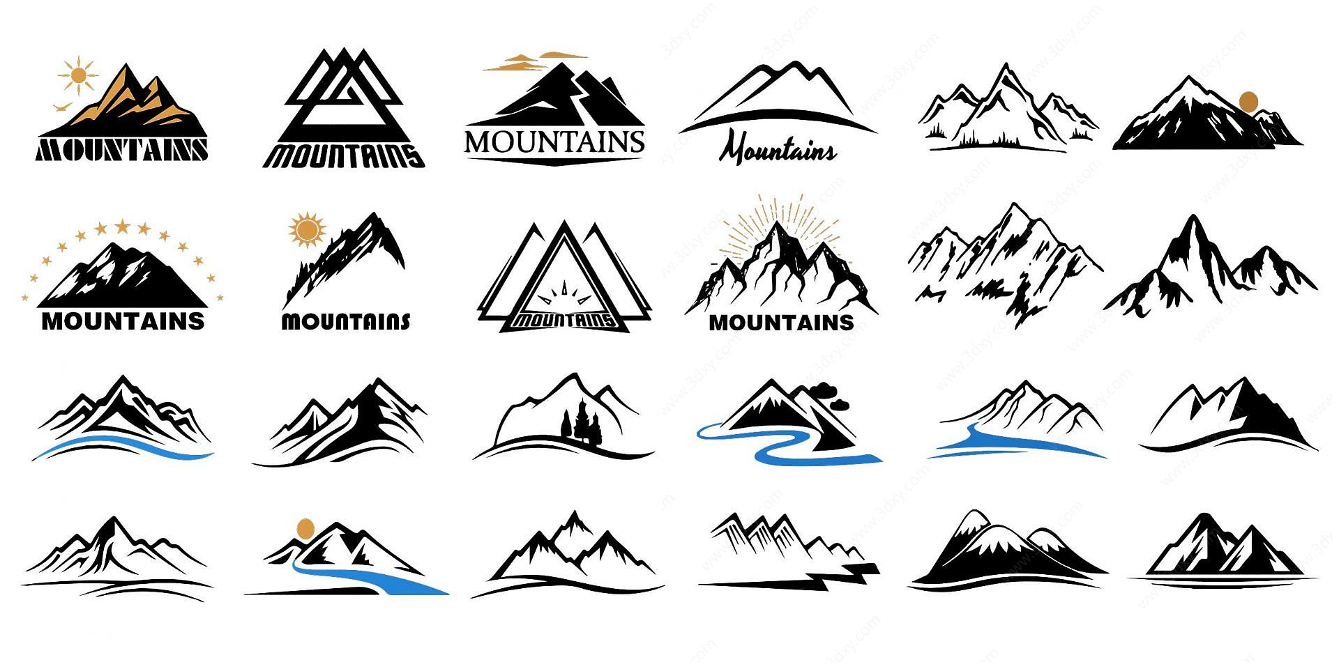 3d现代拟山形山峰山脉模型