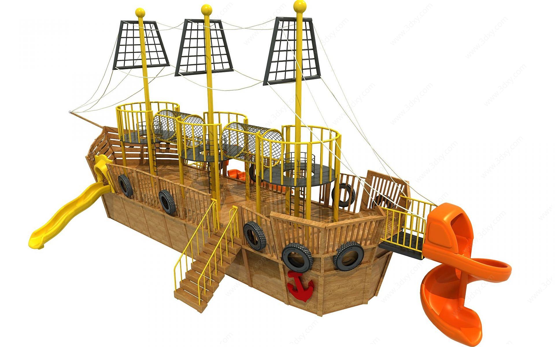 木质海盗船3D模型