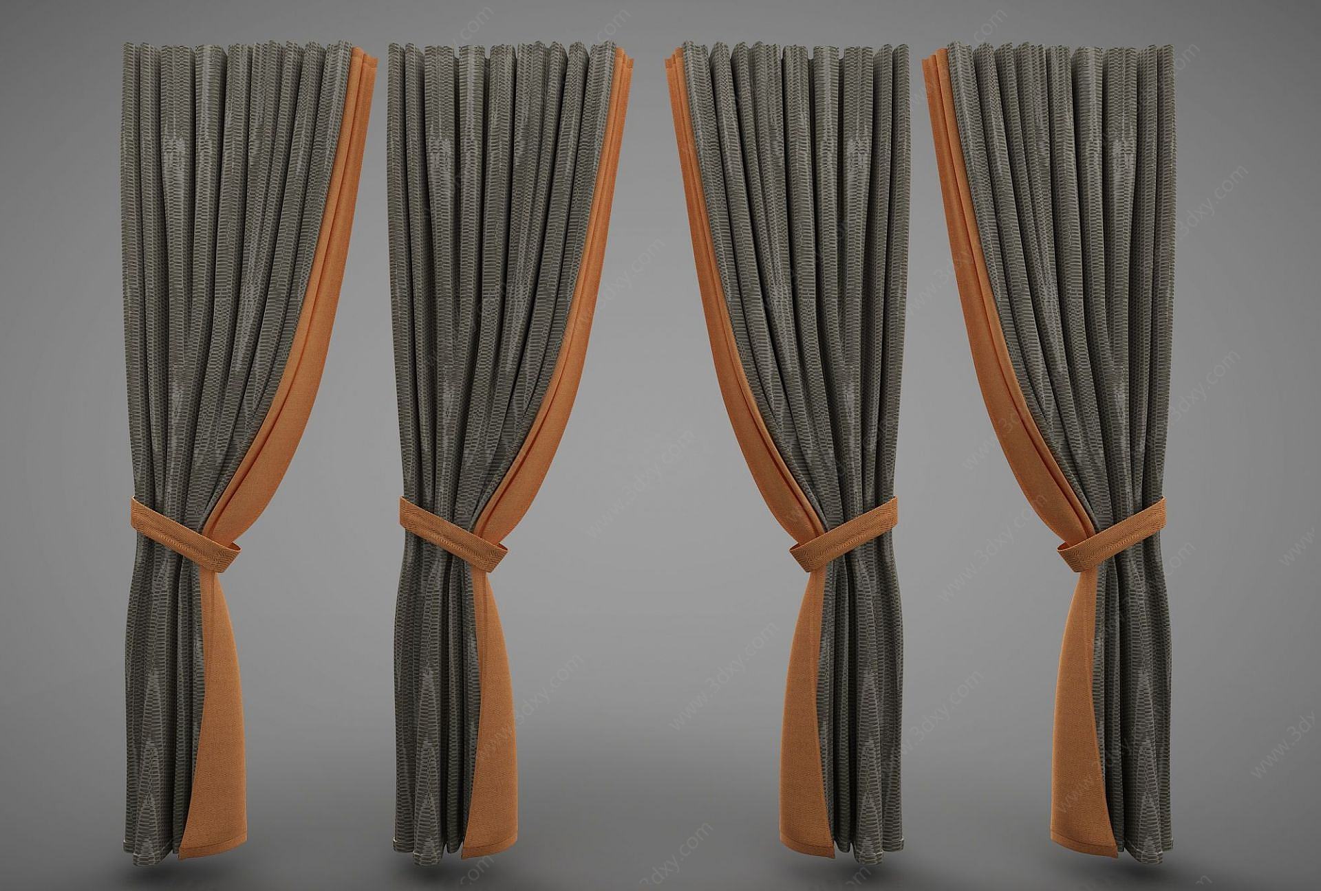 现代风格窗帘3D模型