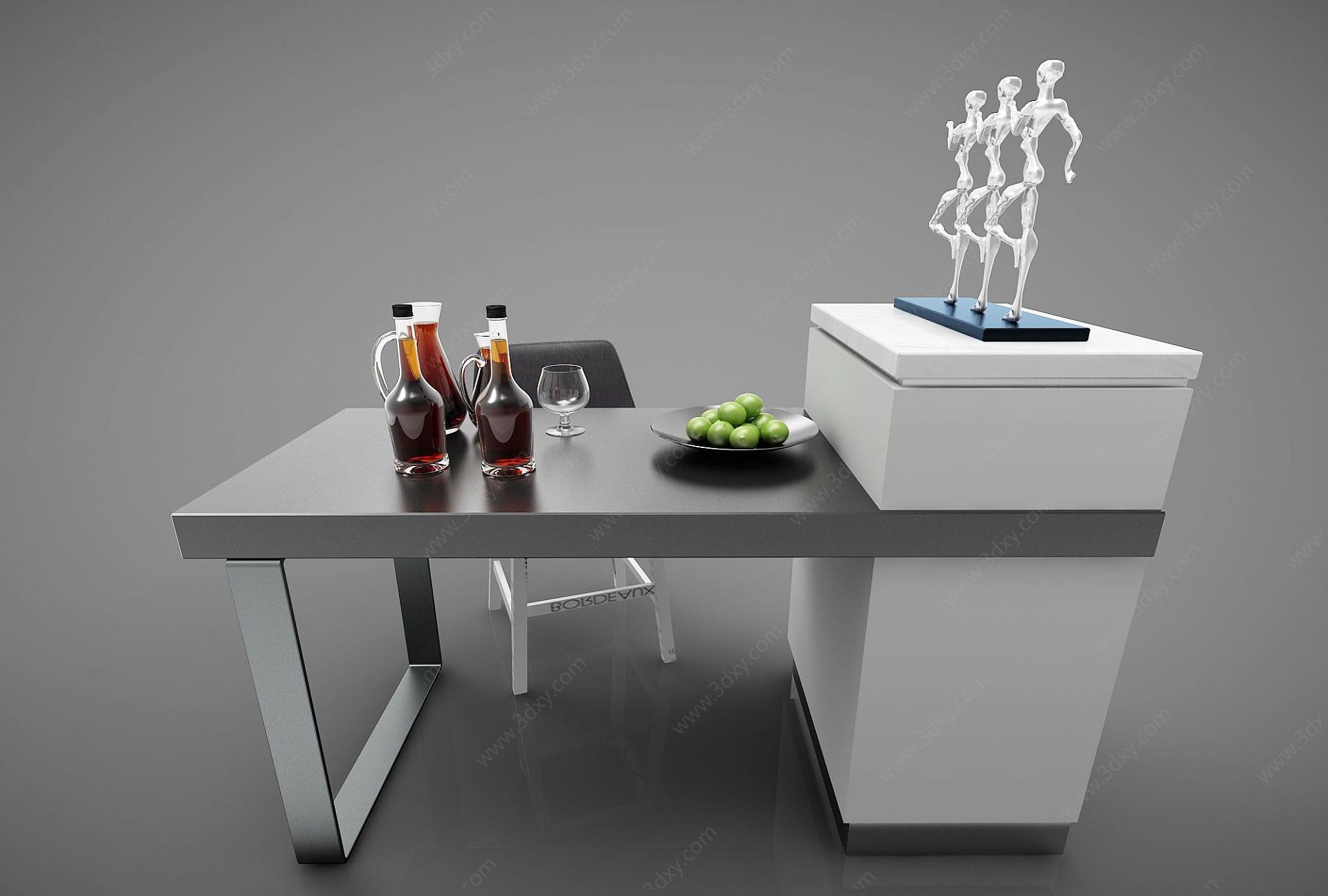 现代风格书桌3D模型