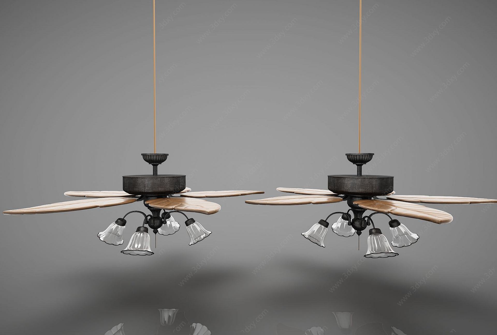 现代风扇吊灯3D模型