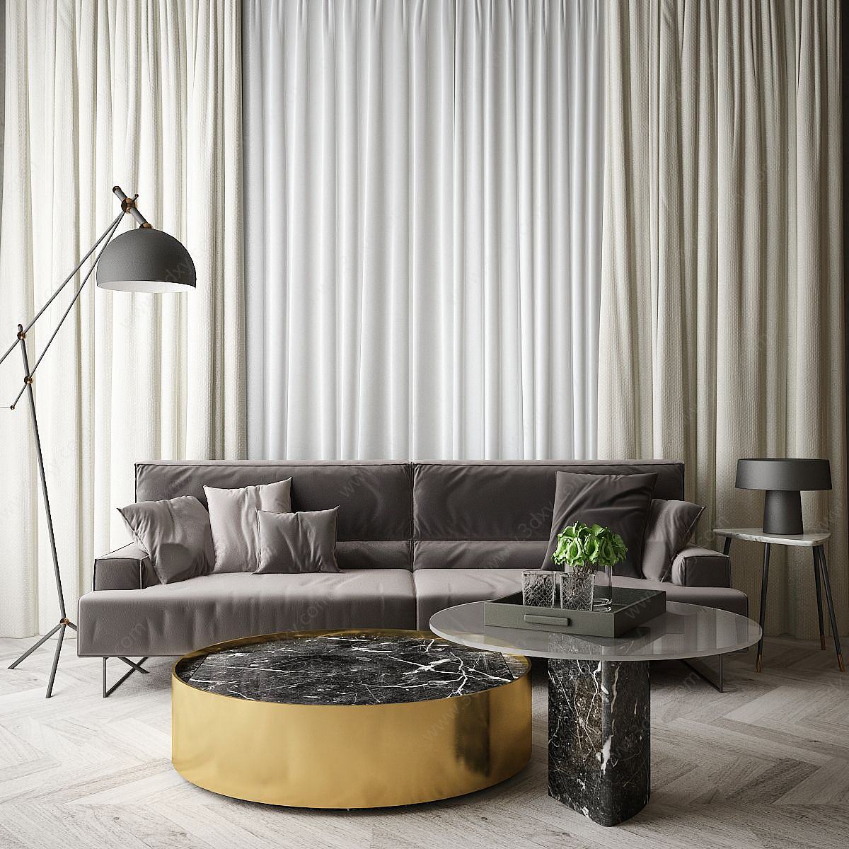 现代家居组合休闲沙发3D模型