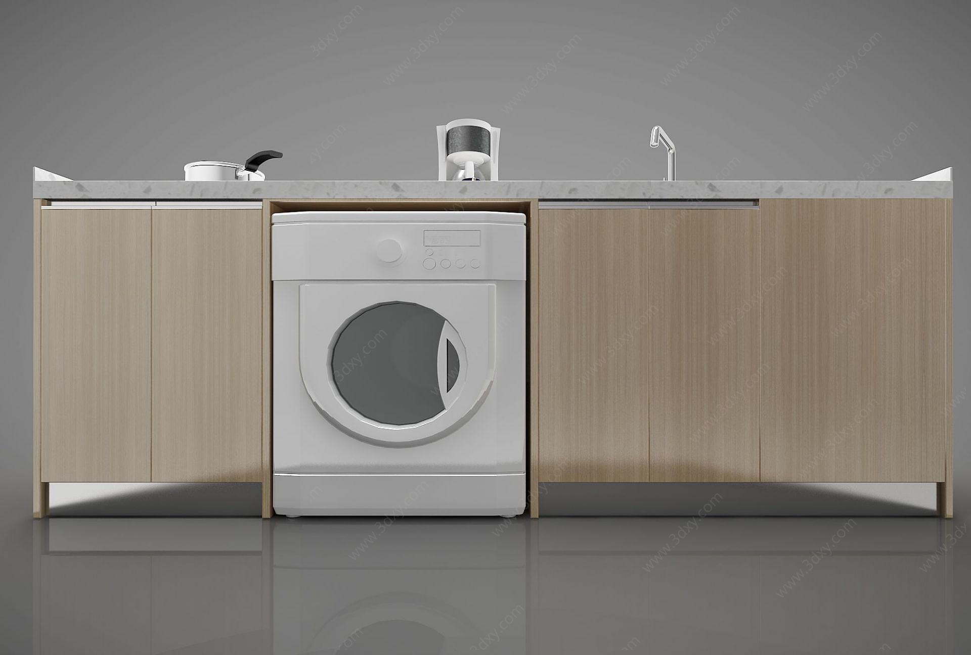 橱柜连体洗衣机柜3D模型