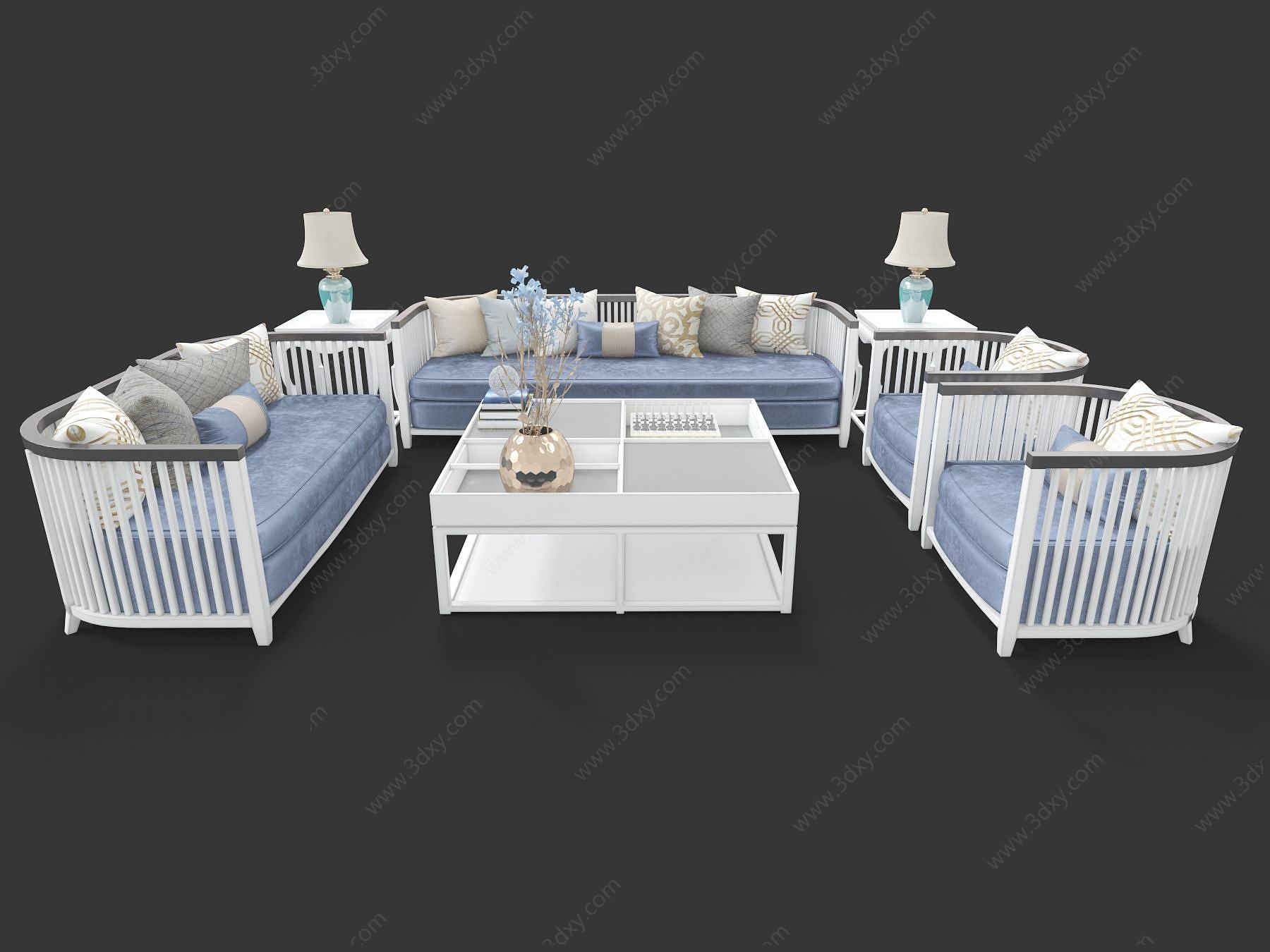 新中式沙发茶几3D模型