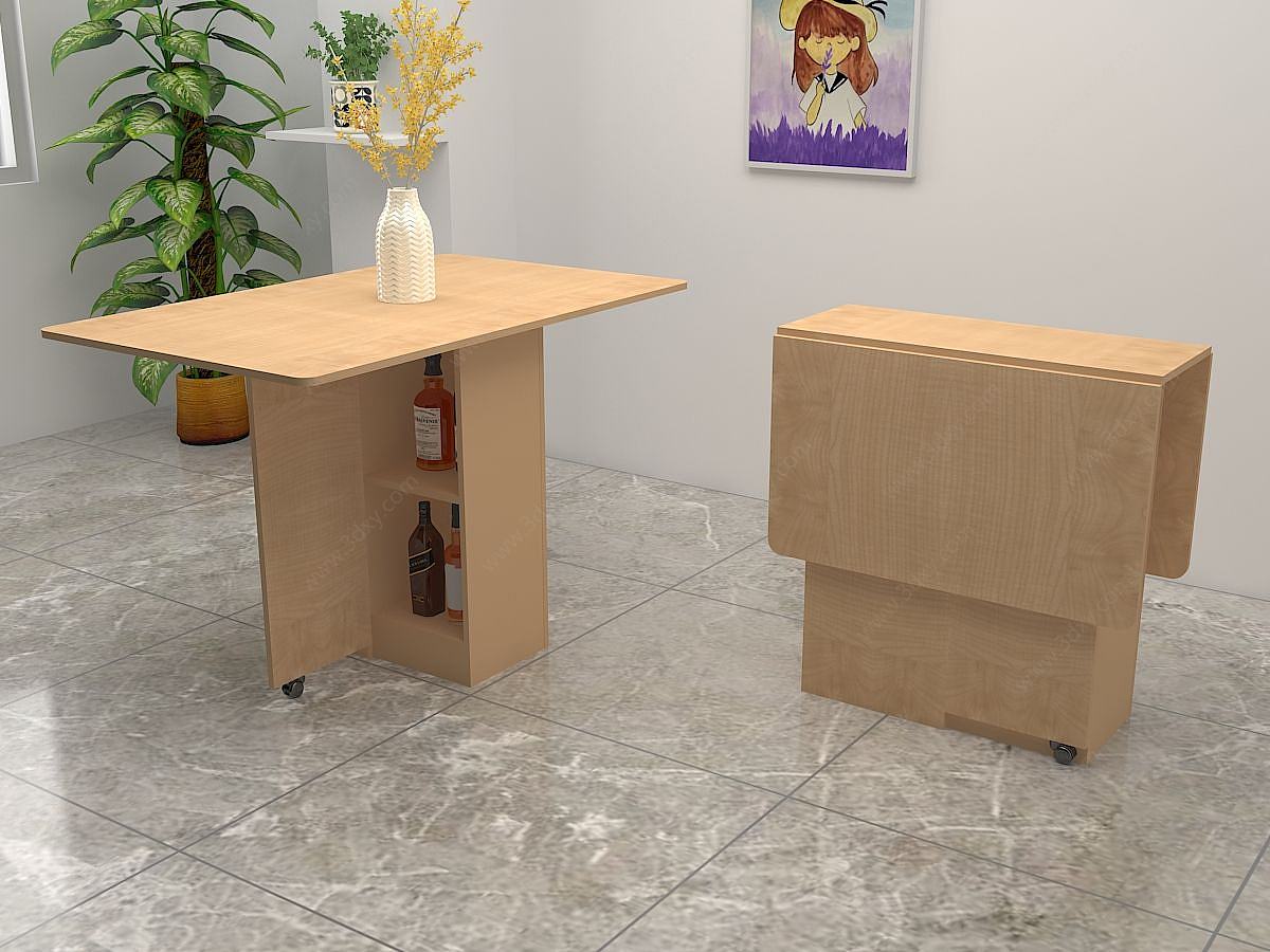 折叠方形餐桌3D模型