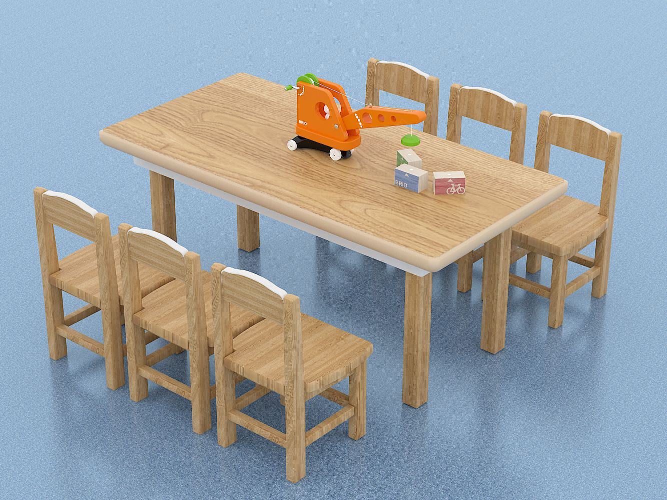 儿童桌椅组合3D模型