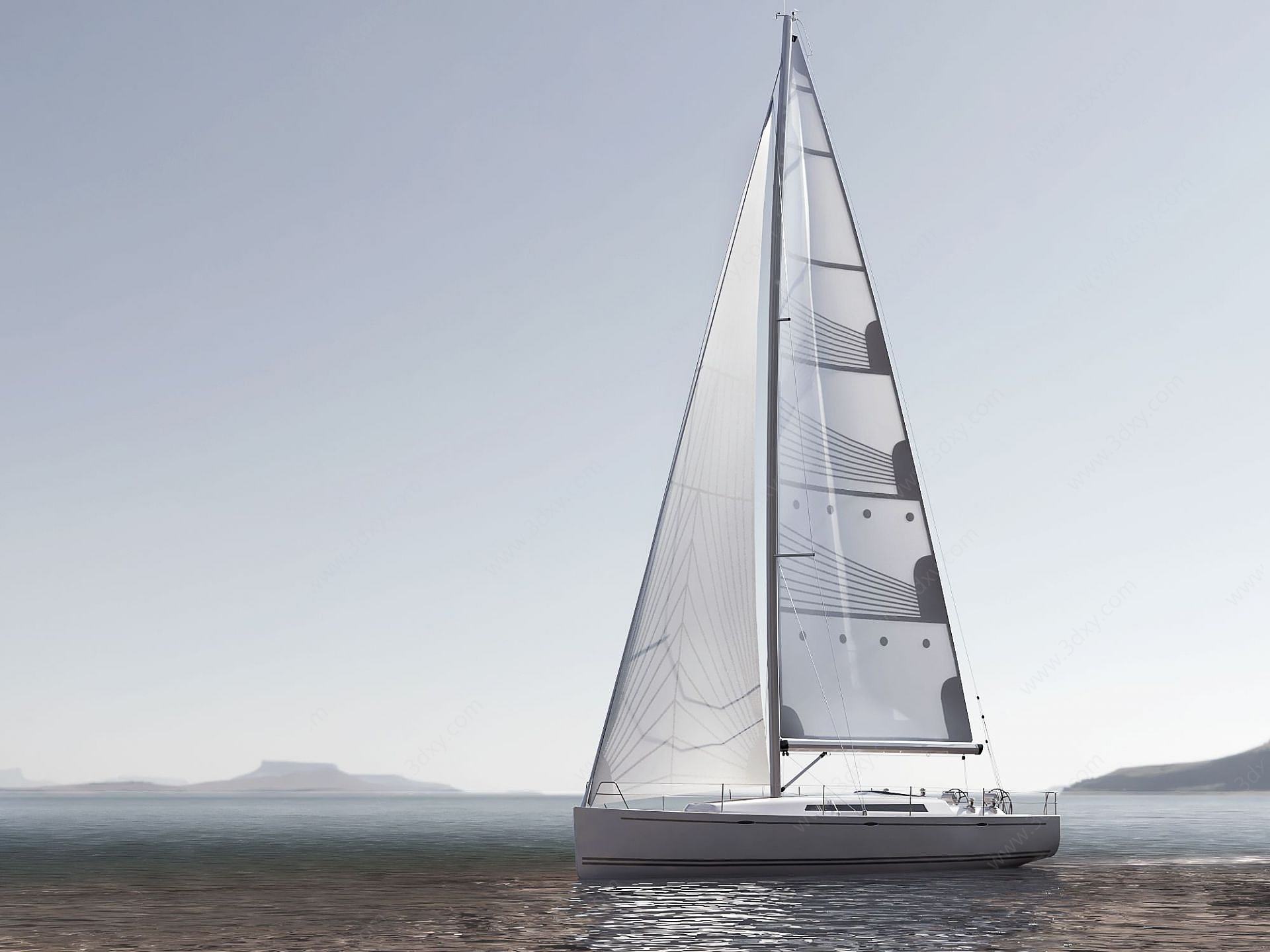 现代豪华帆船3D模型