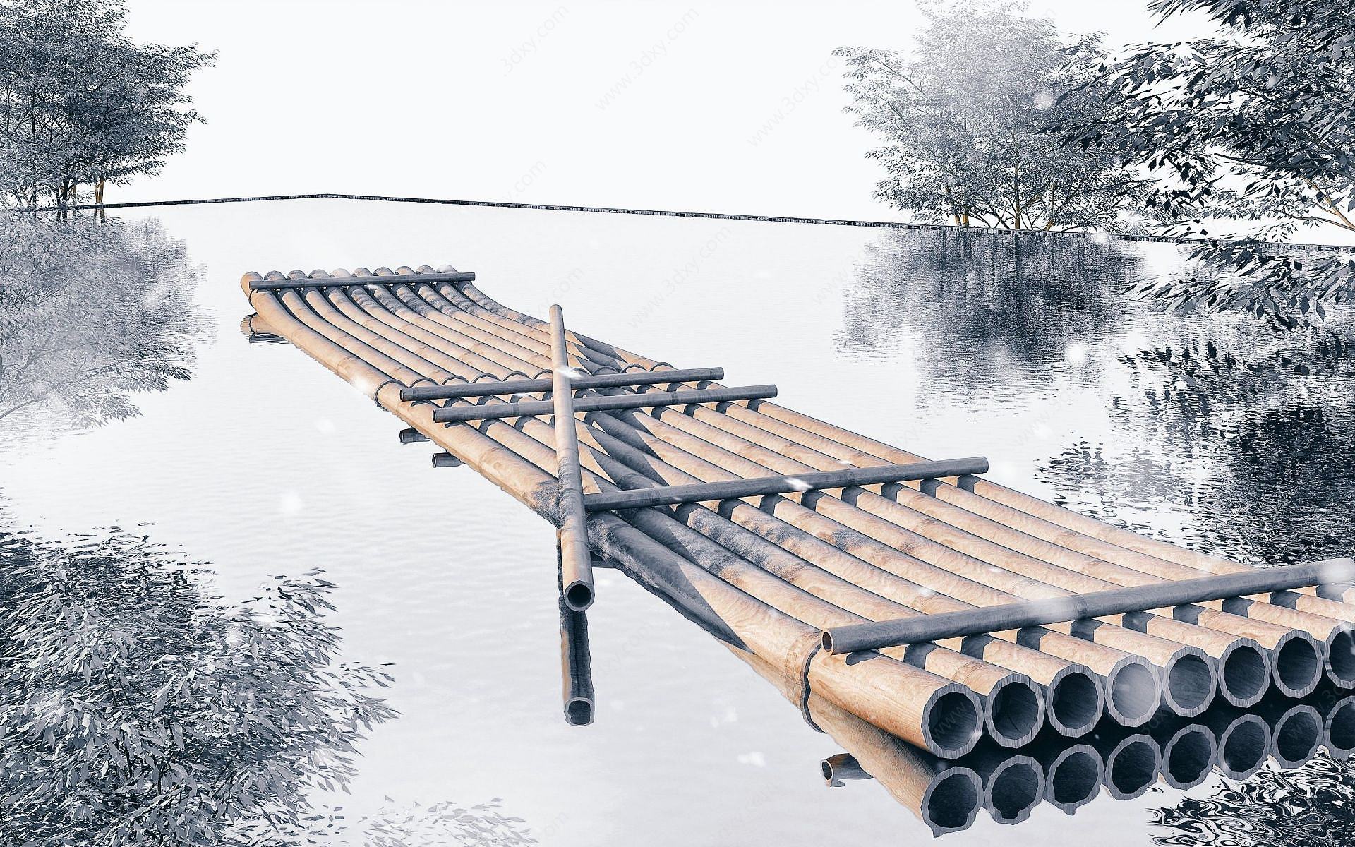 竹筏3D模型