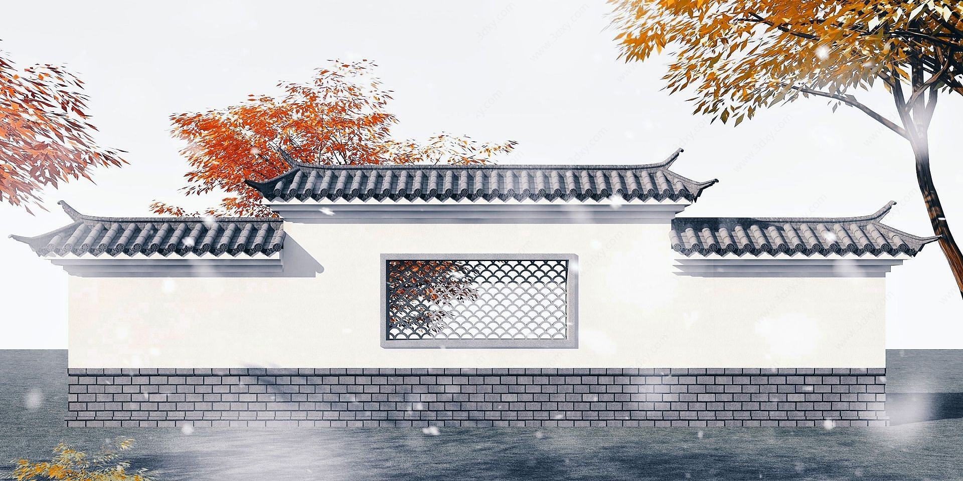 中式景墙花窗3D模型