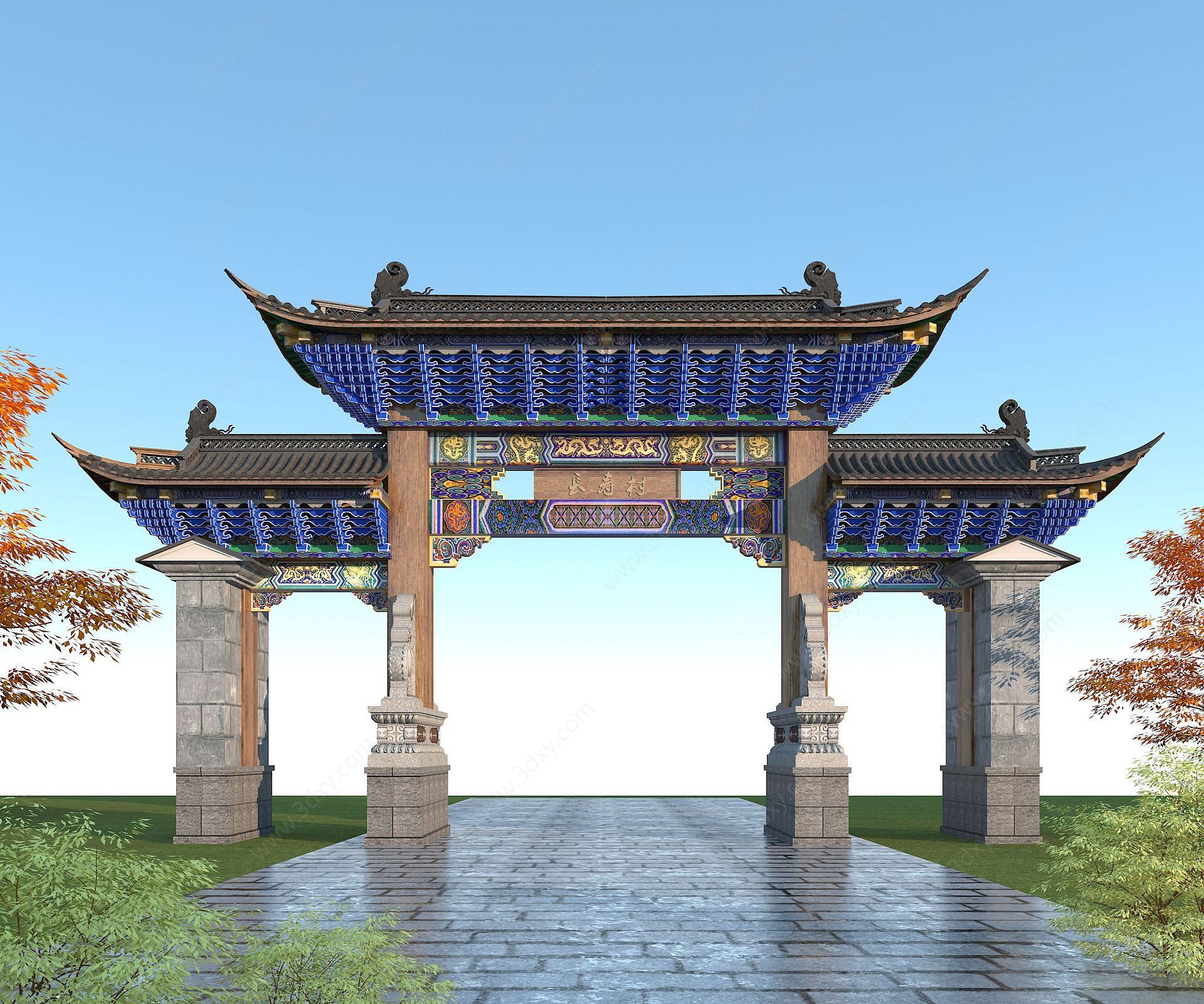 中式木牌坊3D模型