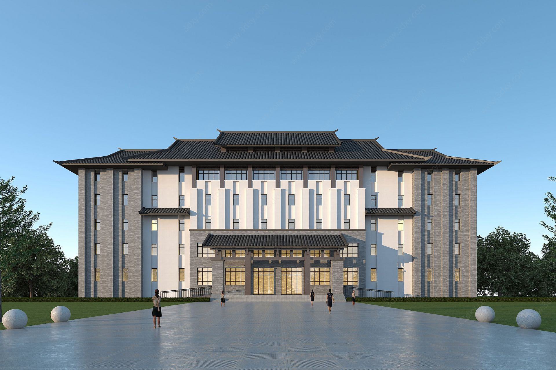 新中式办公楼3D模型
