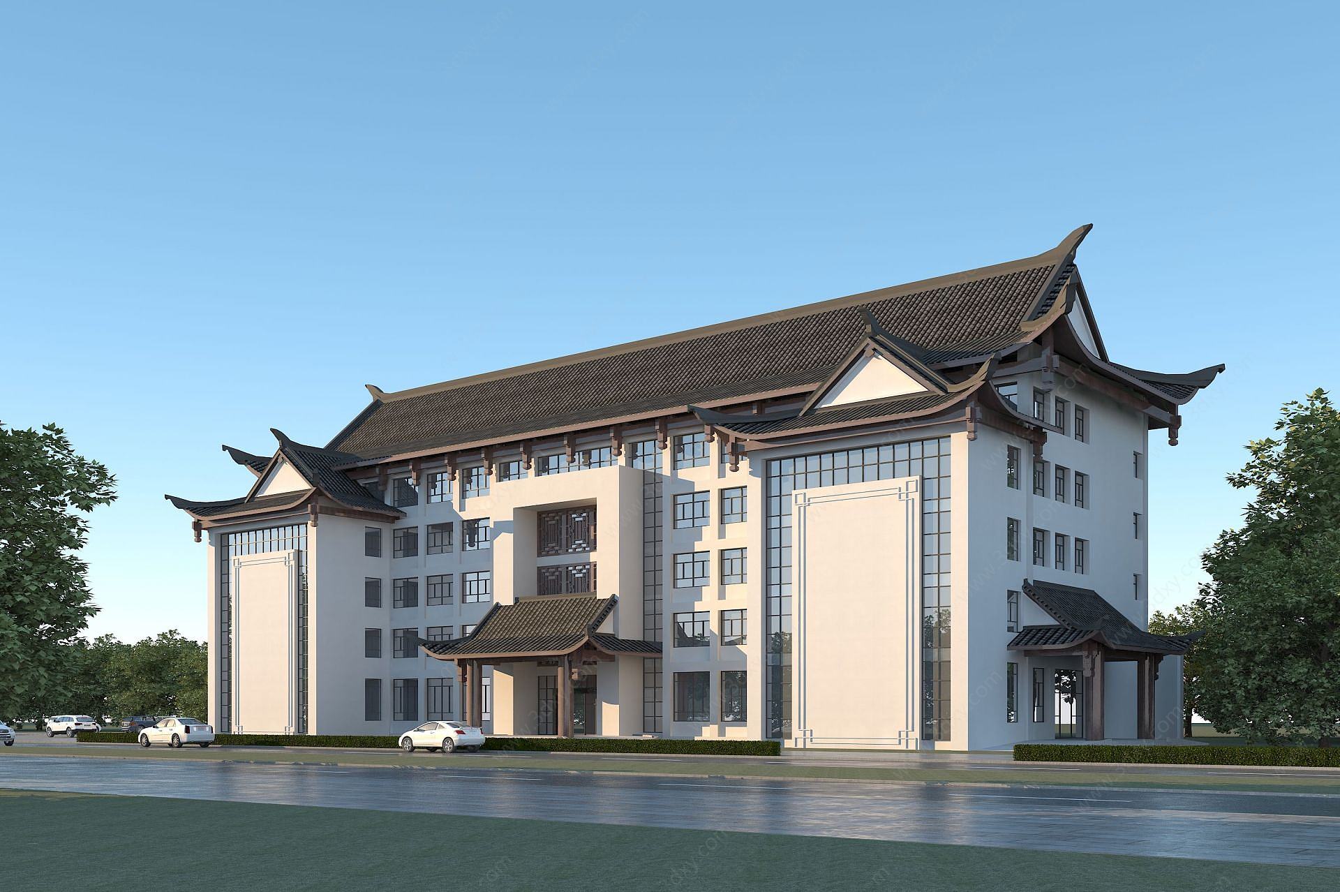 中式酒店3D模型