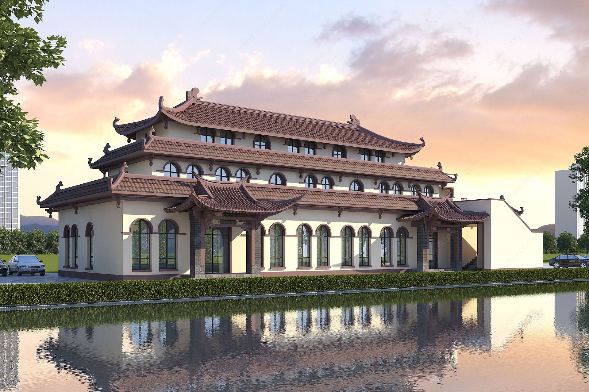 中式办公楼3D模型