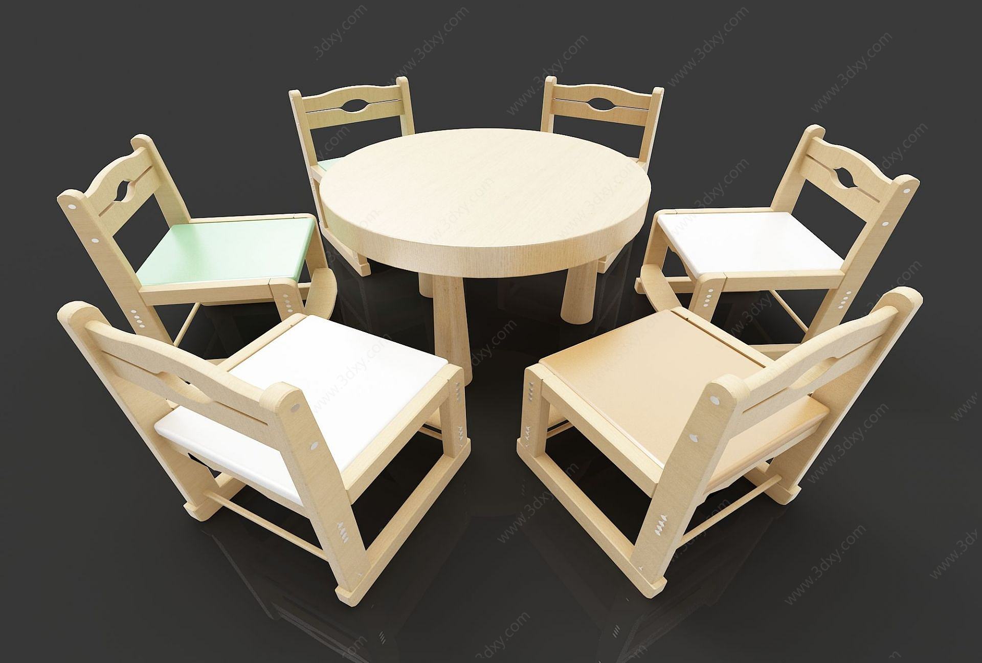 幼儿园桌椅3D模型