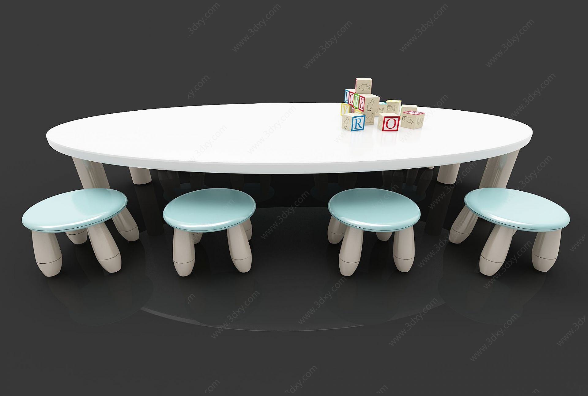 幼儿园餐桌椅3D模型