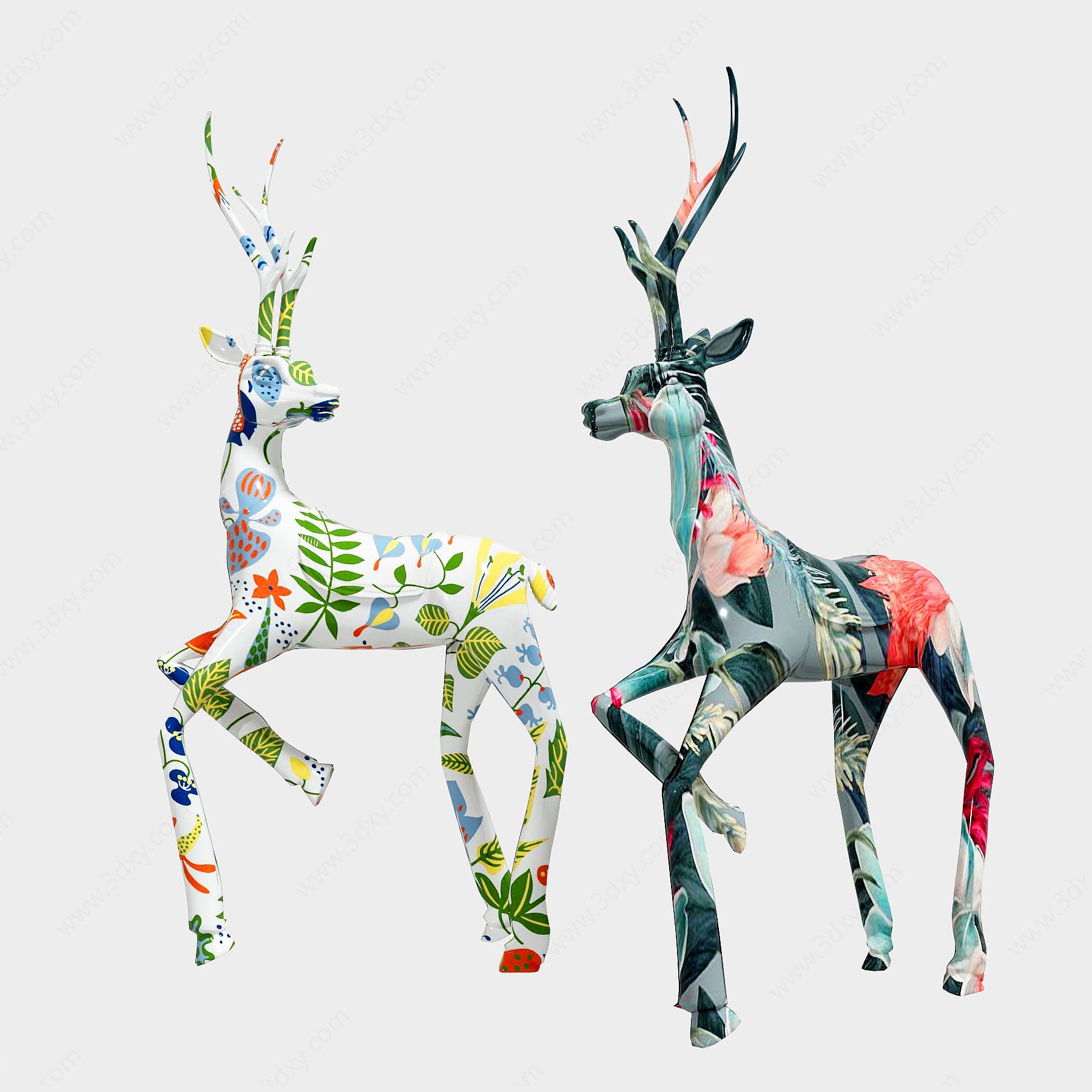 鹿雕塑3D模型