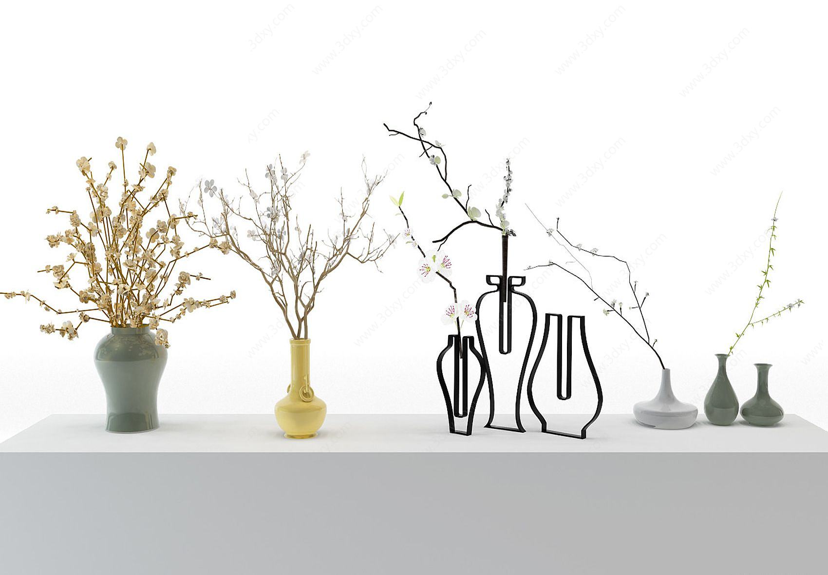 现代装饰植物黄花3D模型