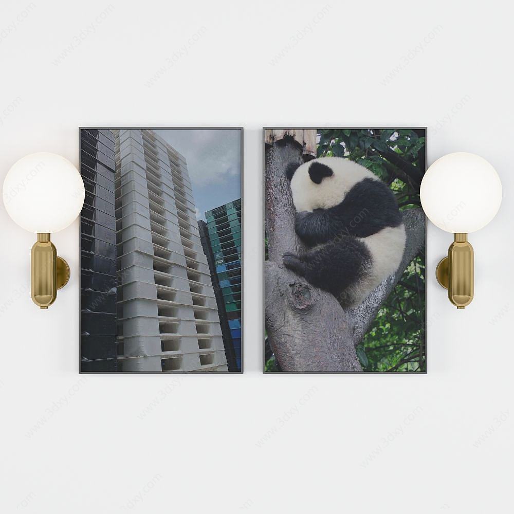 大熊猫装饰画3D模型
