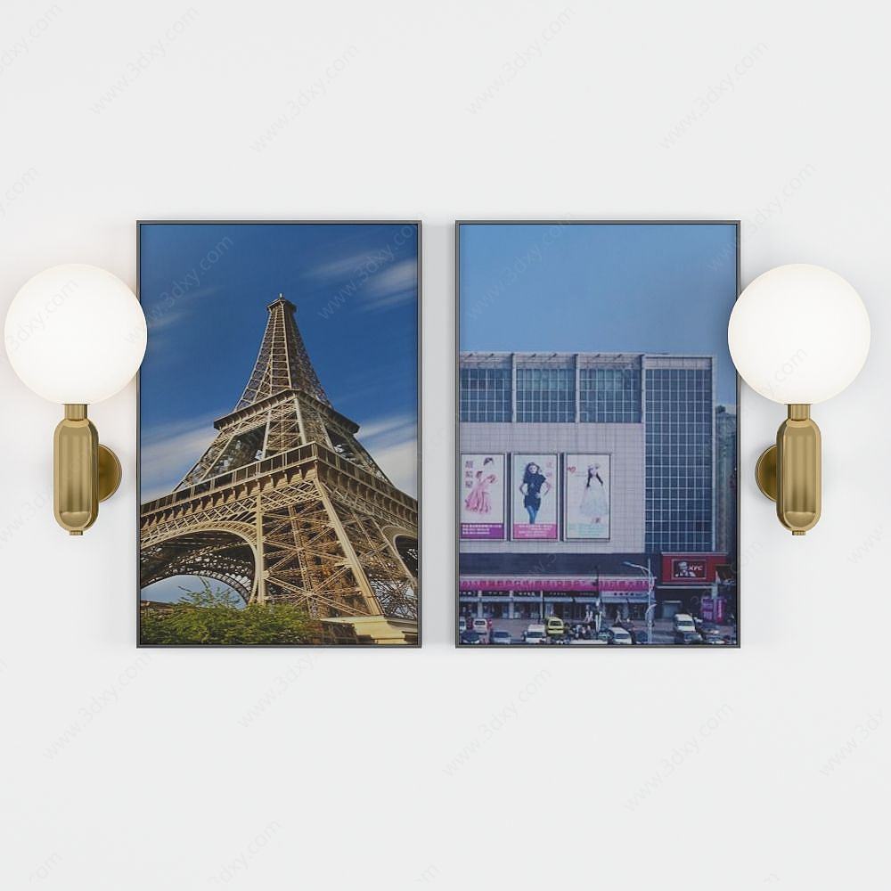 巴黎艾菲尔铁塔装饰画3D模型