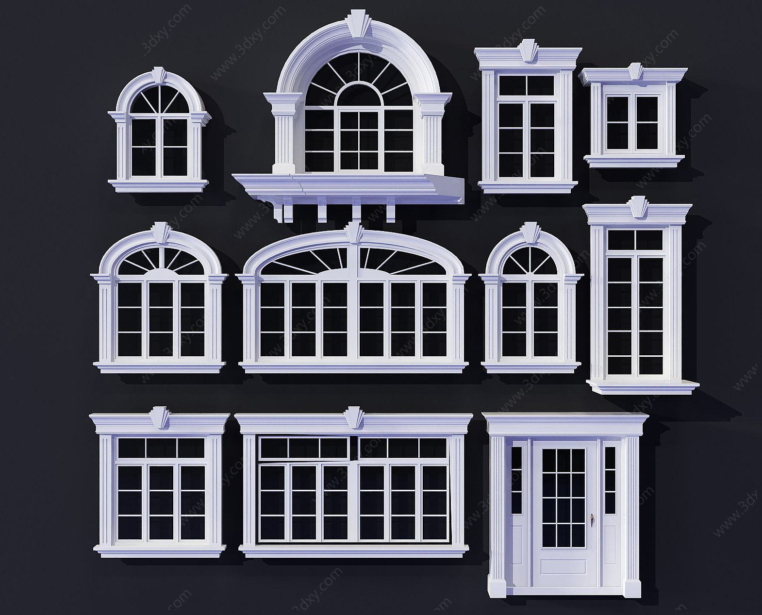 欧式窗户组合3D模型
