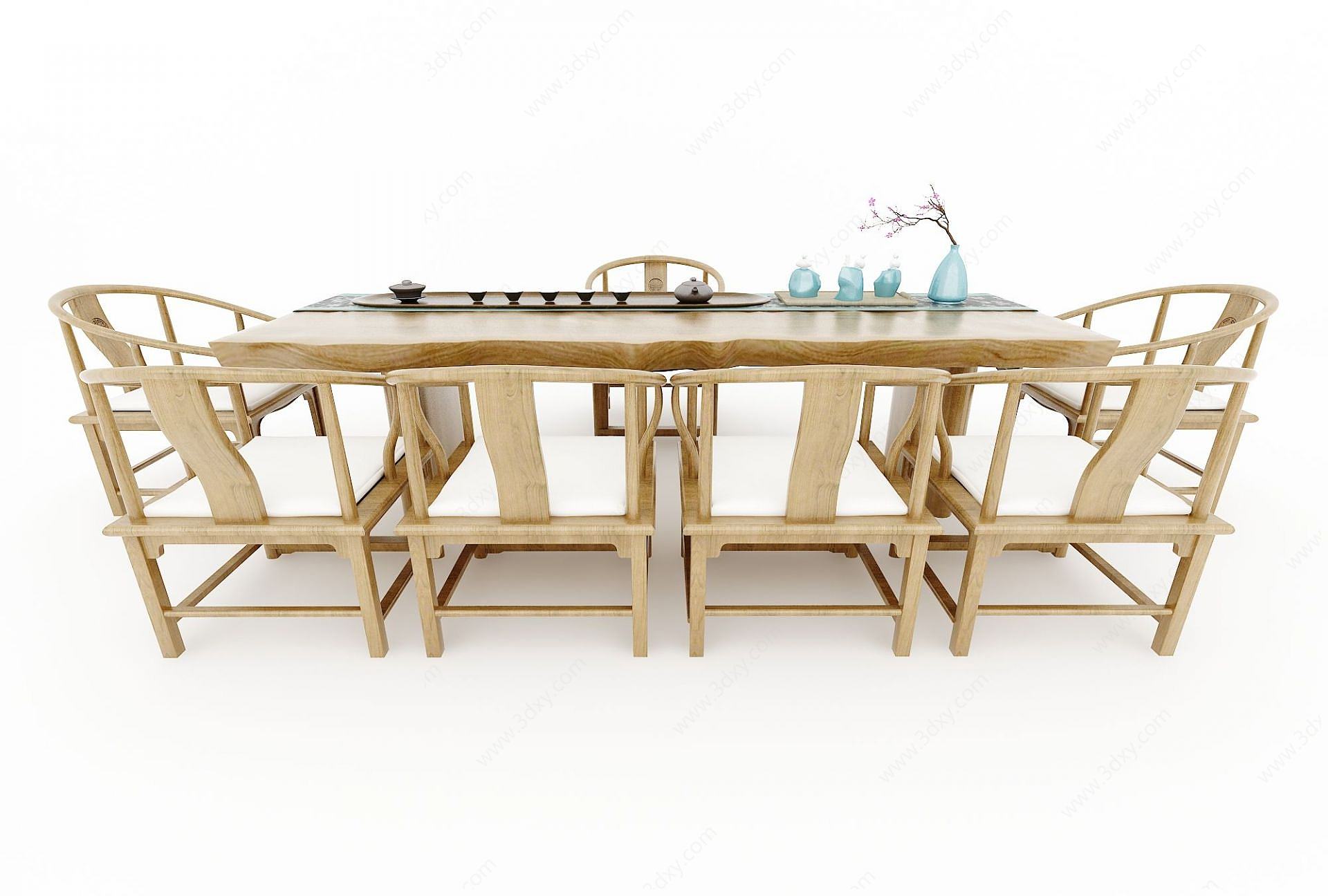 中式餐厅桌椅3D模型