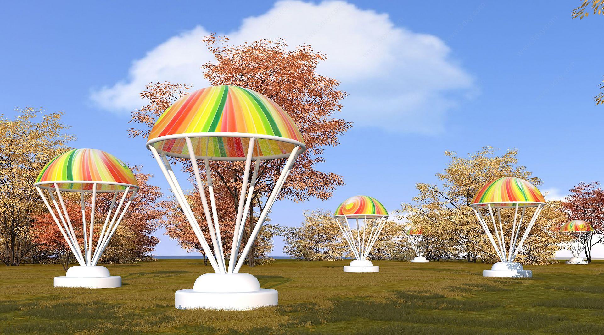 现代园林景观亭子3D模型