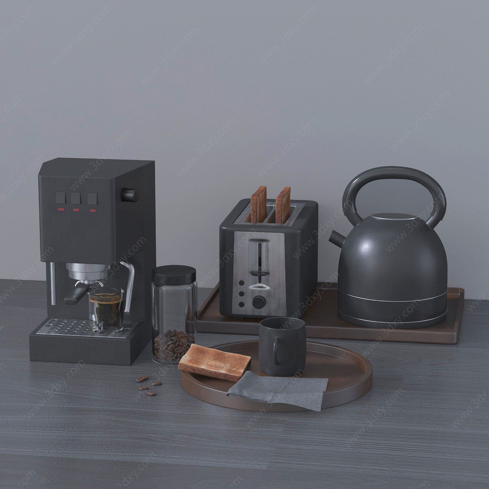 咖啡豆咖啡机3D模型