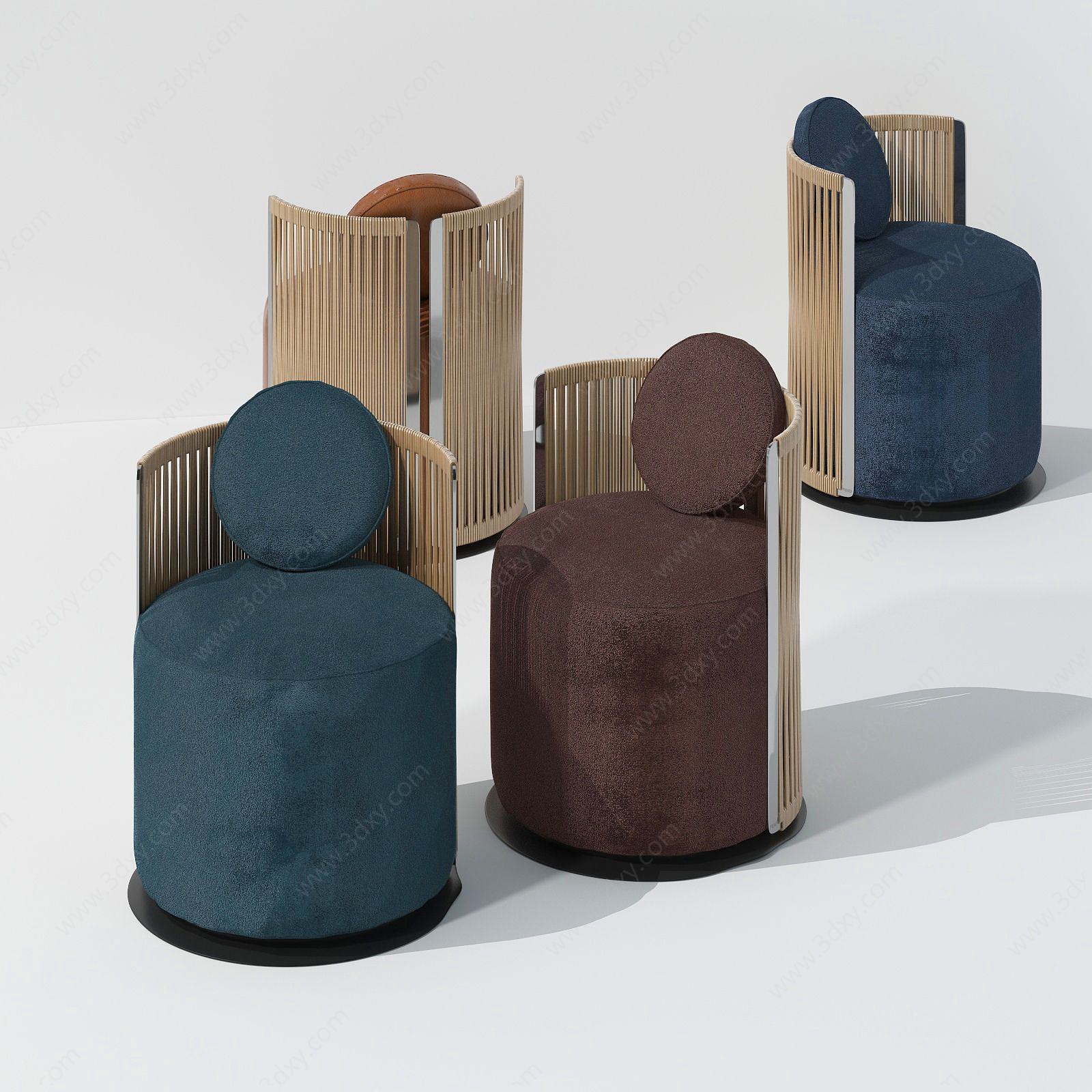 现代休闲梳椅3D模型