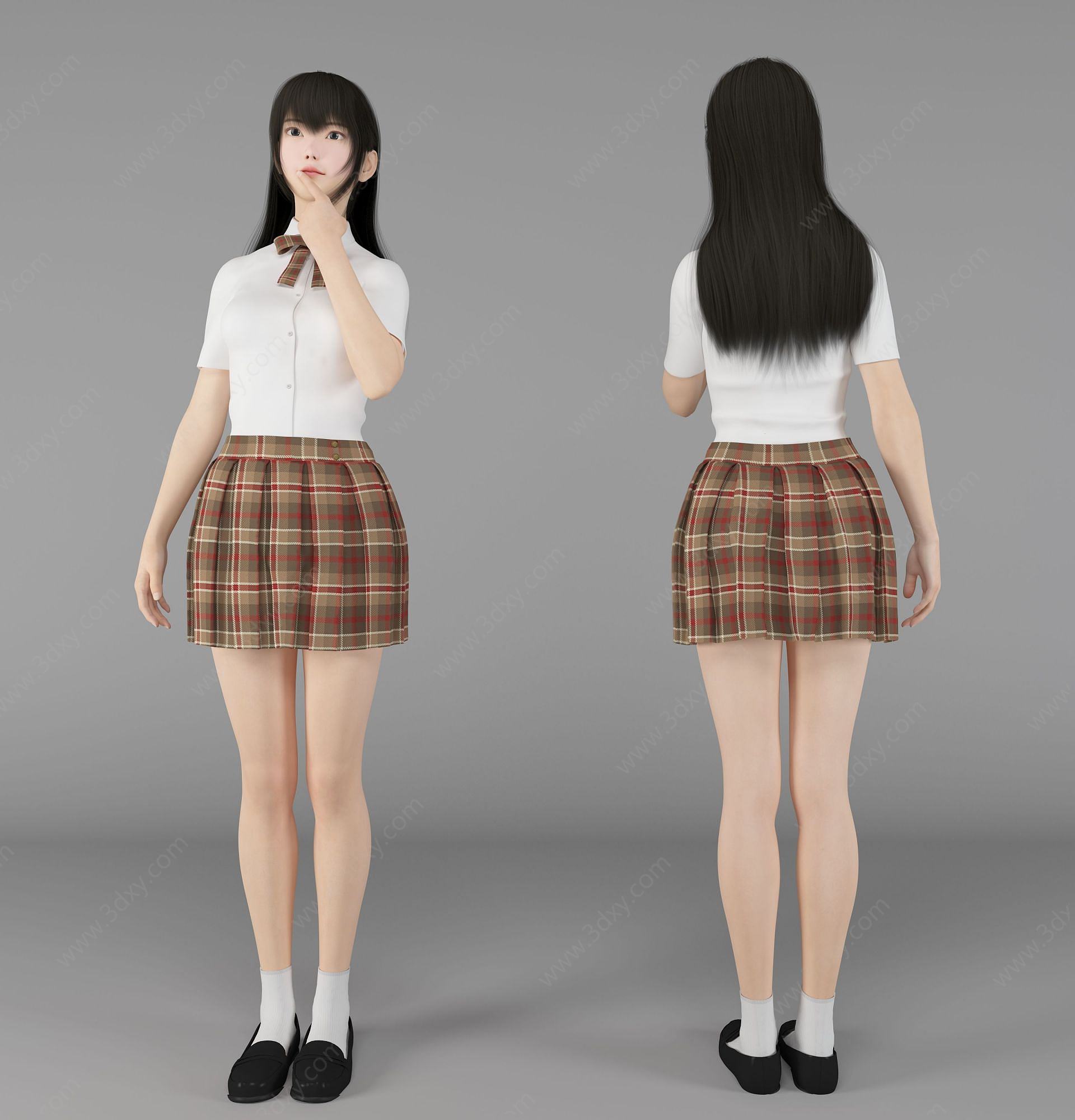现代风格jk制服美女人物3D模型