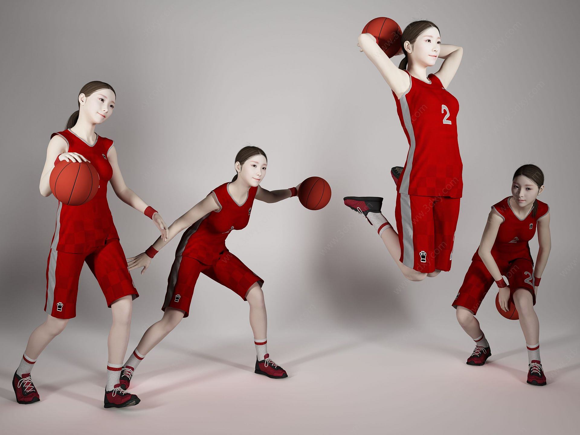 现代风格篮球美女人物3D模型