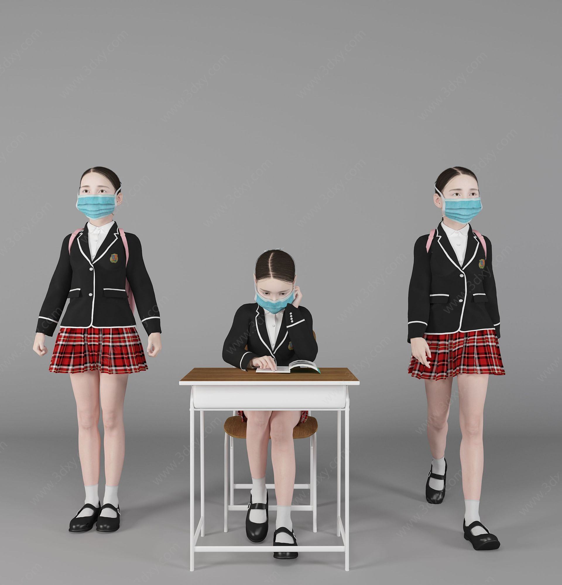 现代风格小学生人物3D模型