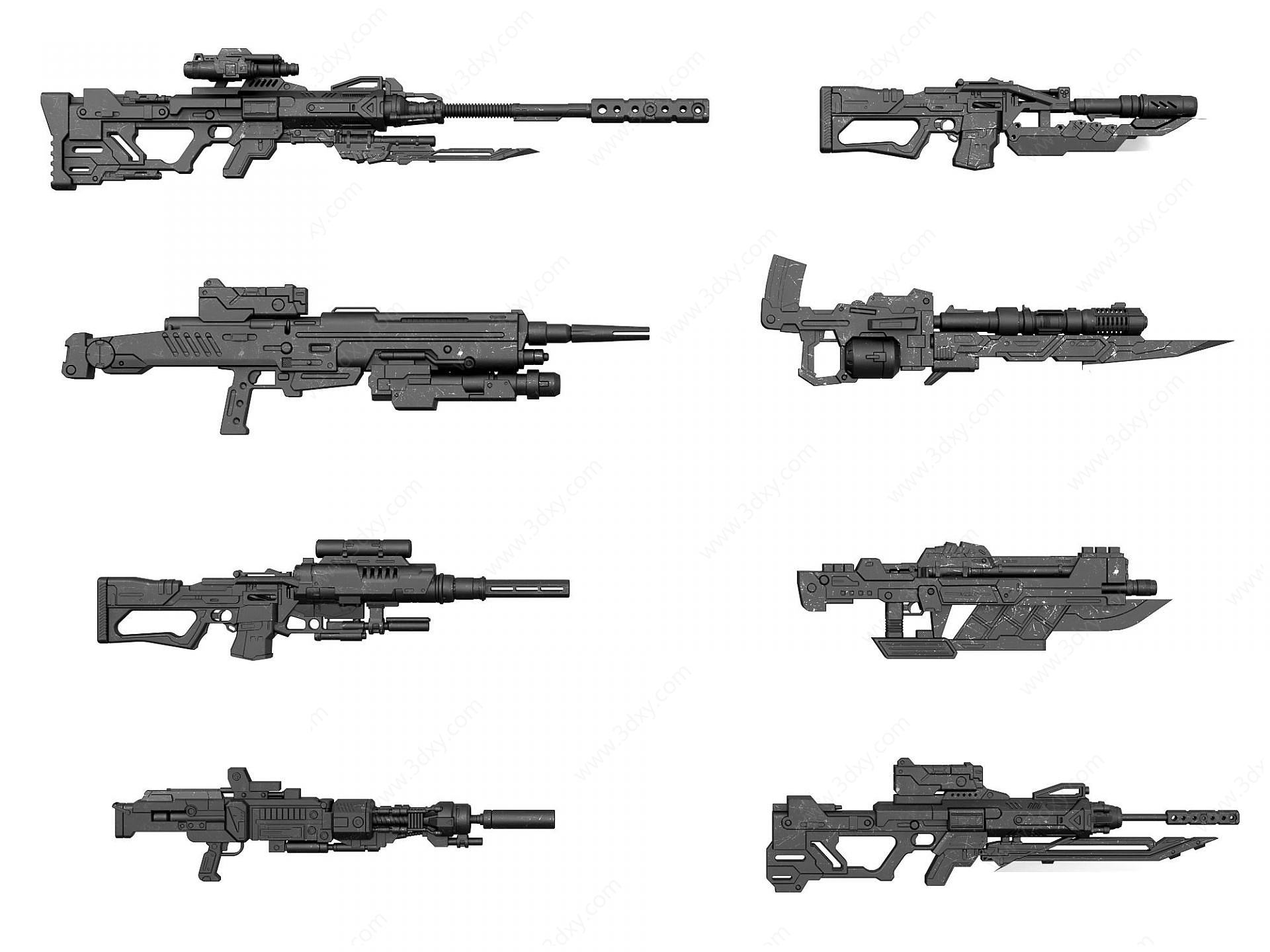 现代科幻枪支冲锋枪武器3D模型