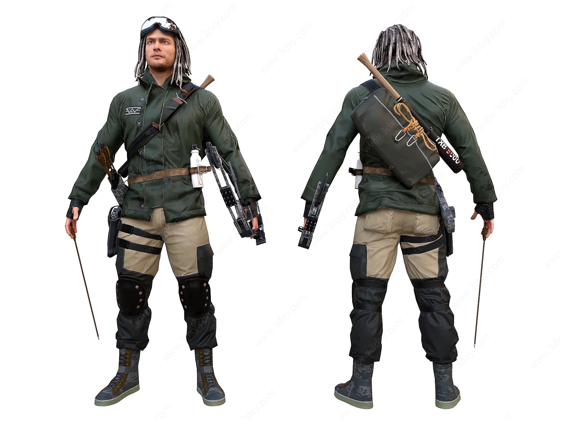 欧美男人弓箭手幸存者3D模型