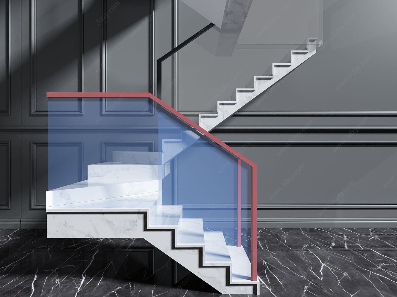 现代转角楼梯3D模型