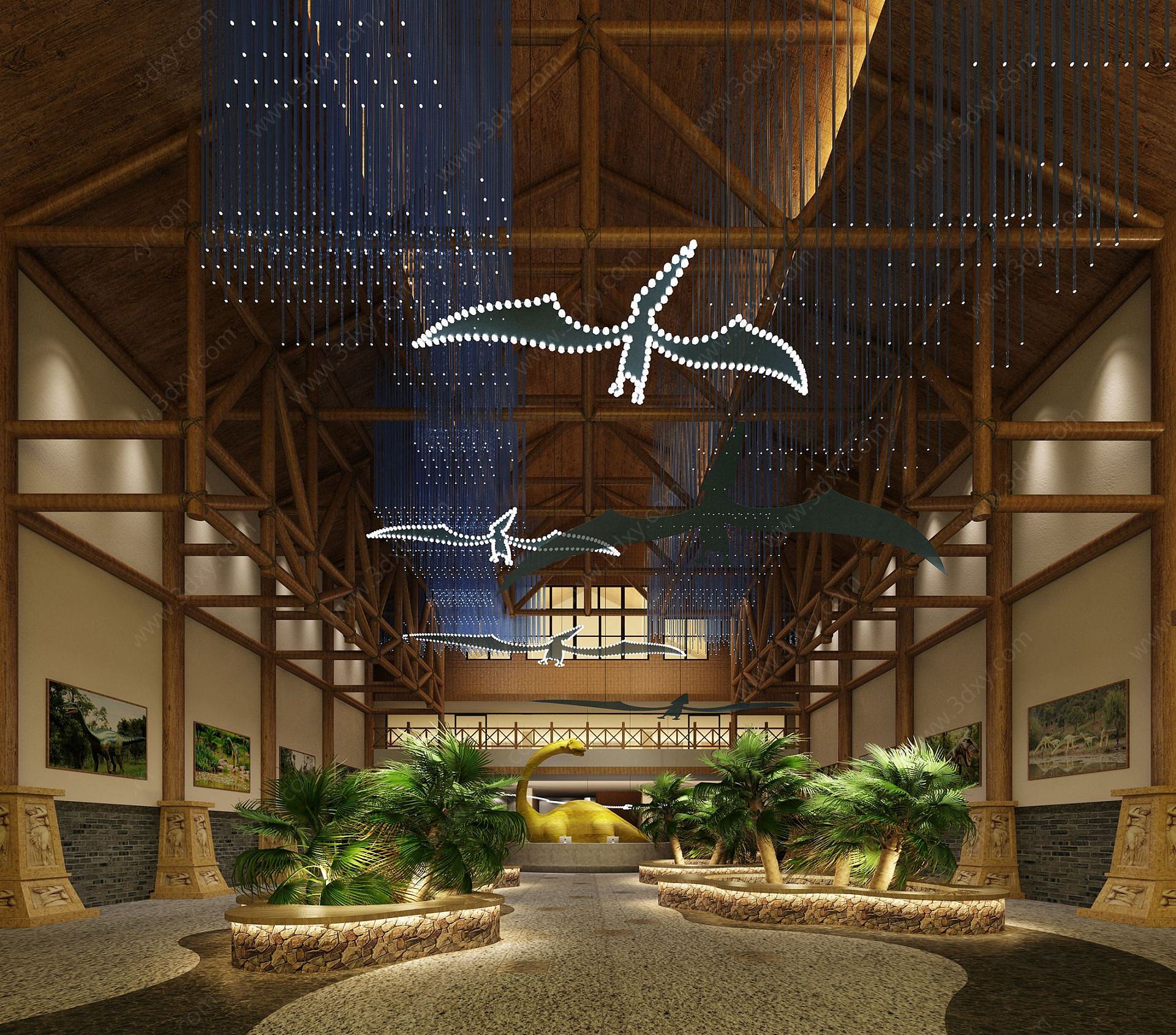 恐龙展览馆大厅3D模型