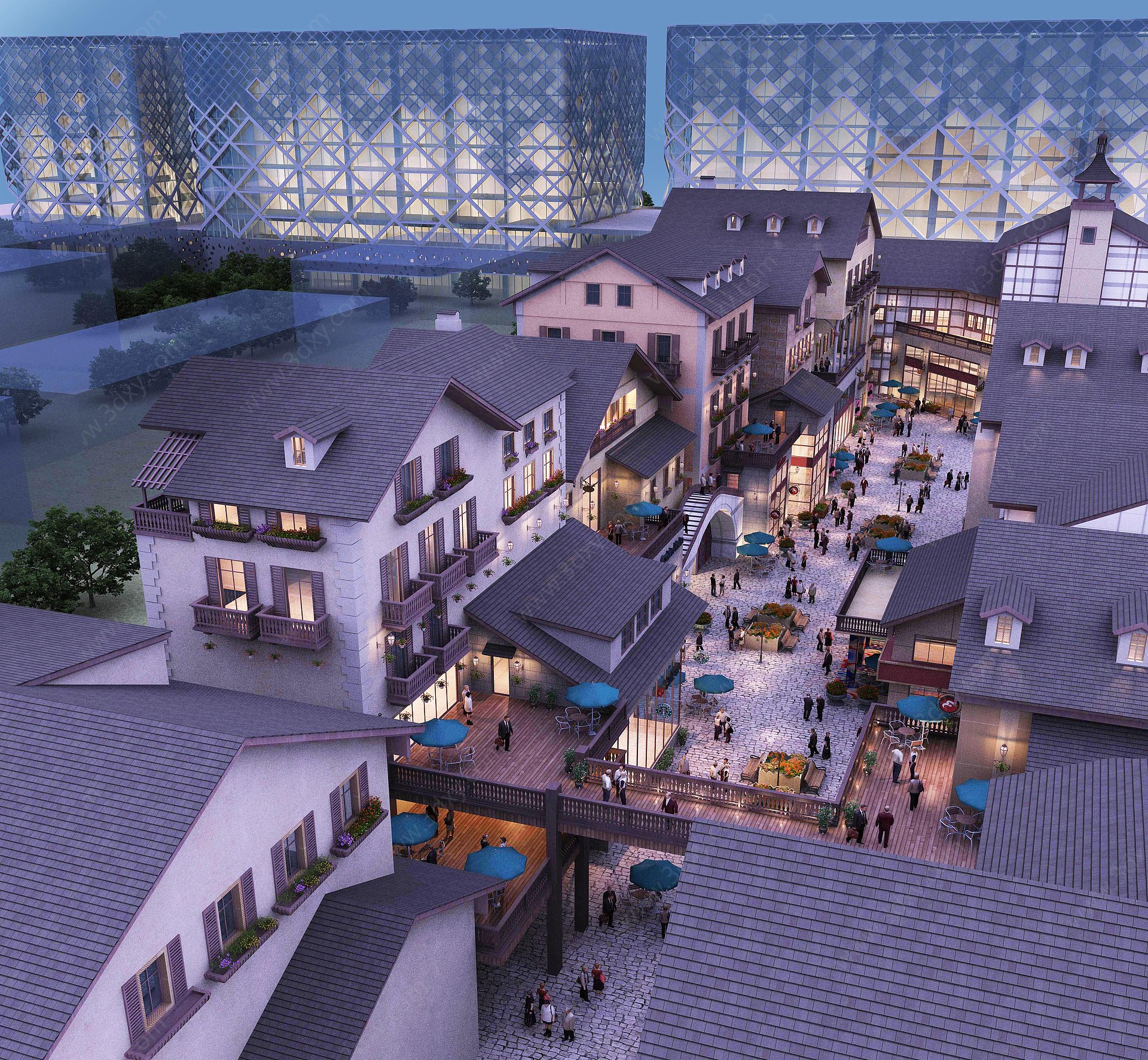 夜景商业步行街3D模型