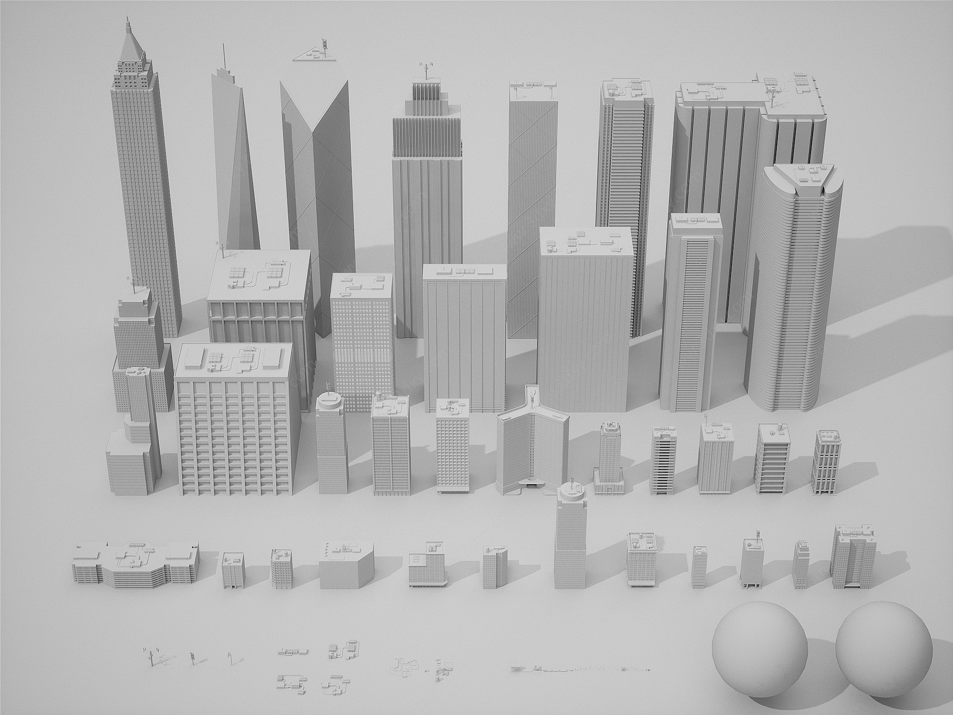 现代办公楼组合3D模型