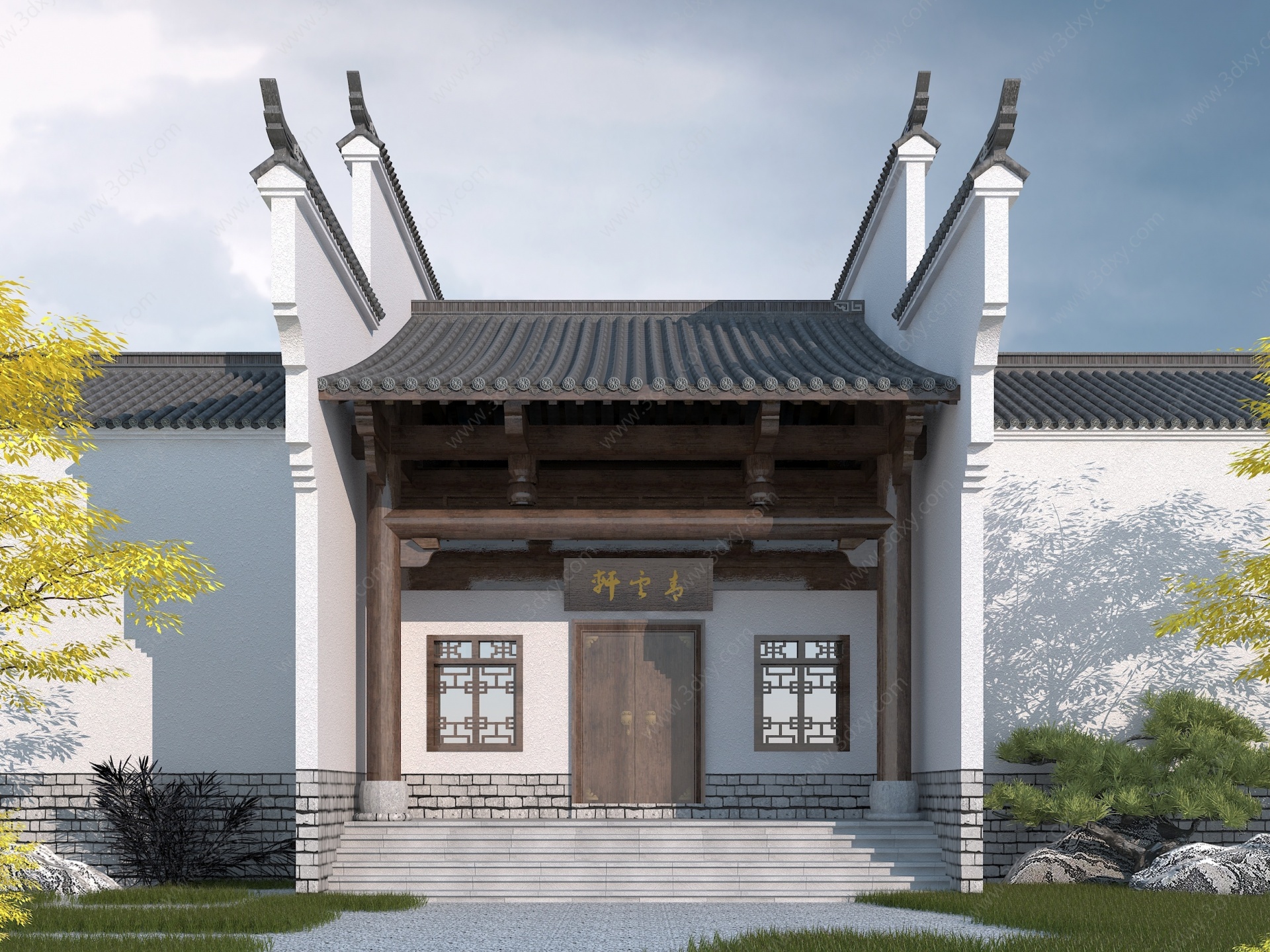 中式门头门厅3D模型