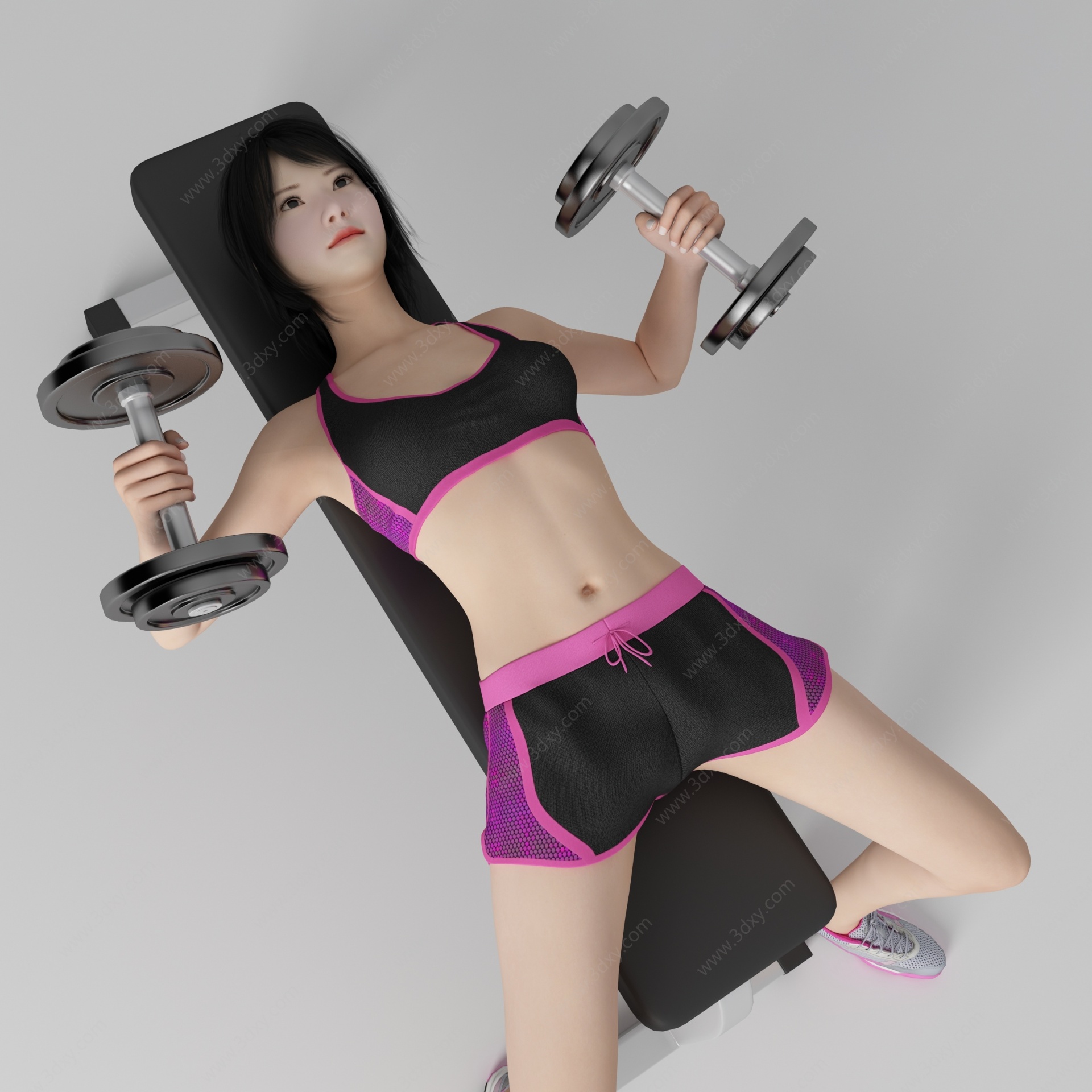 现代健身美女人物3D模型