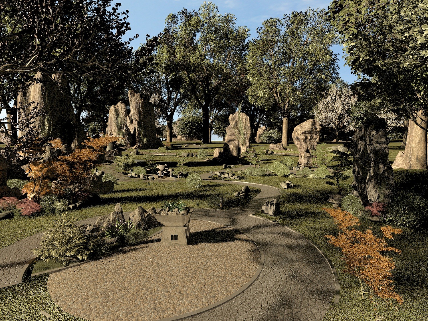 现代园林公园3D模型