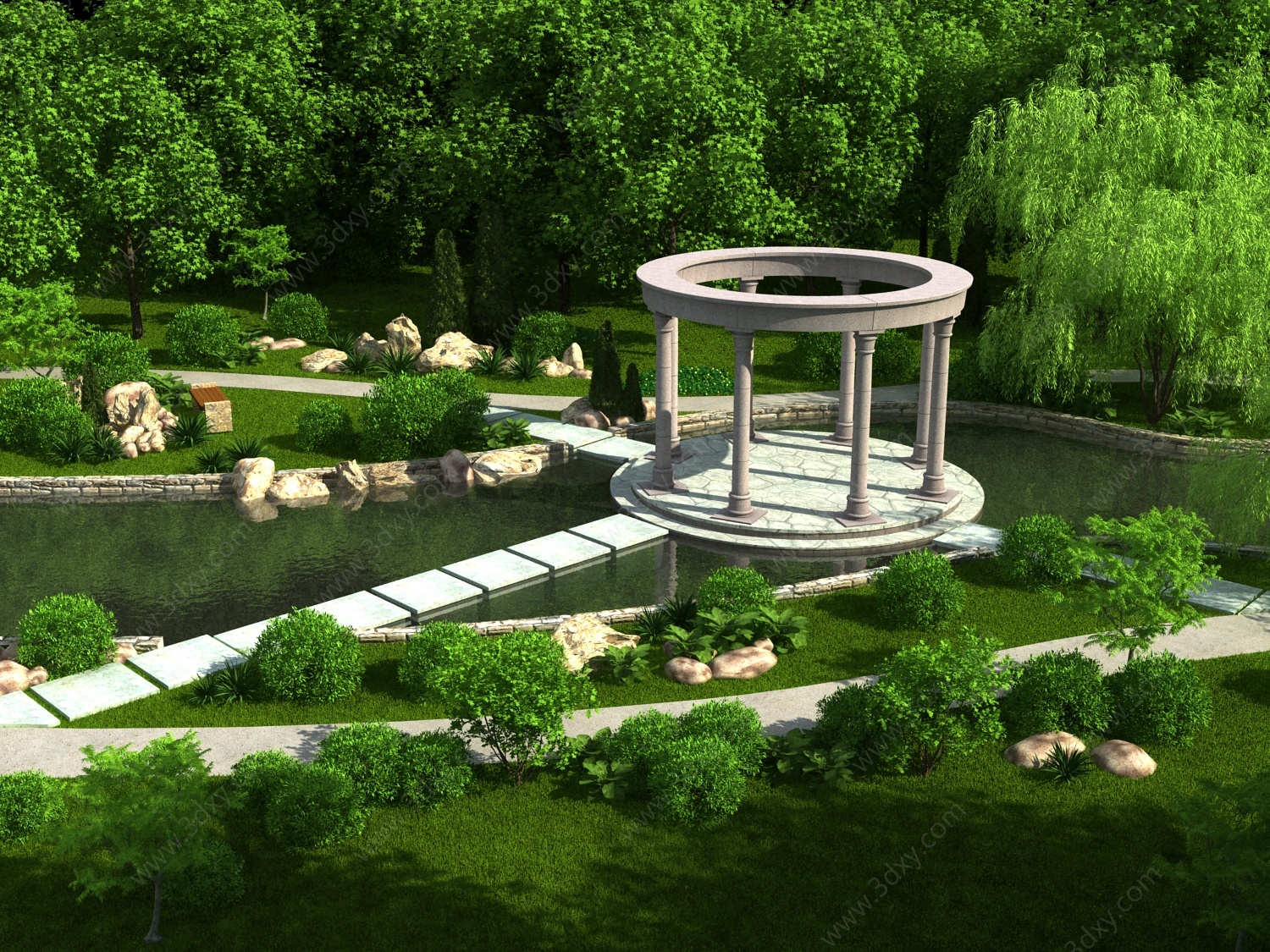 欧式公园园林景观3D模型