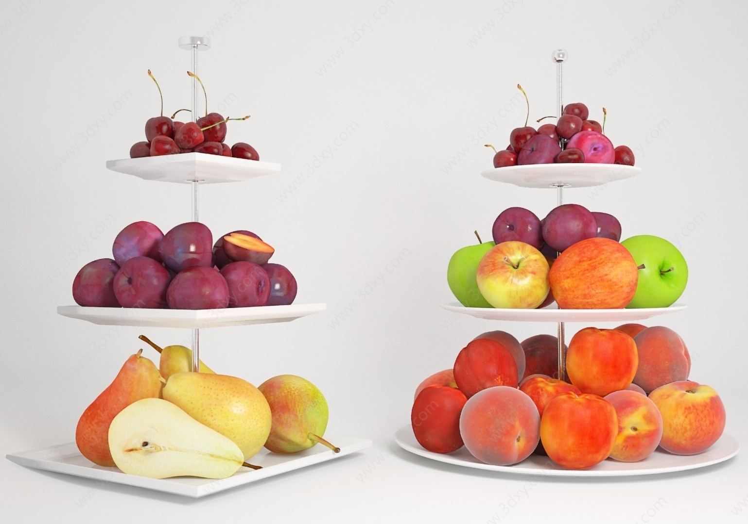 现代水果多层果盘3D模型