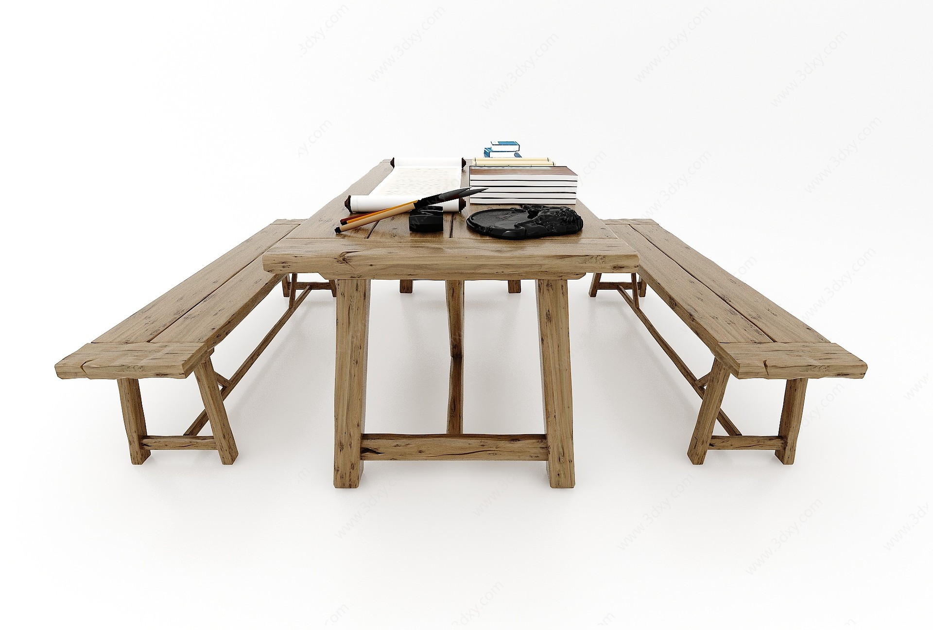 现代风格实木桌椅3D模型