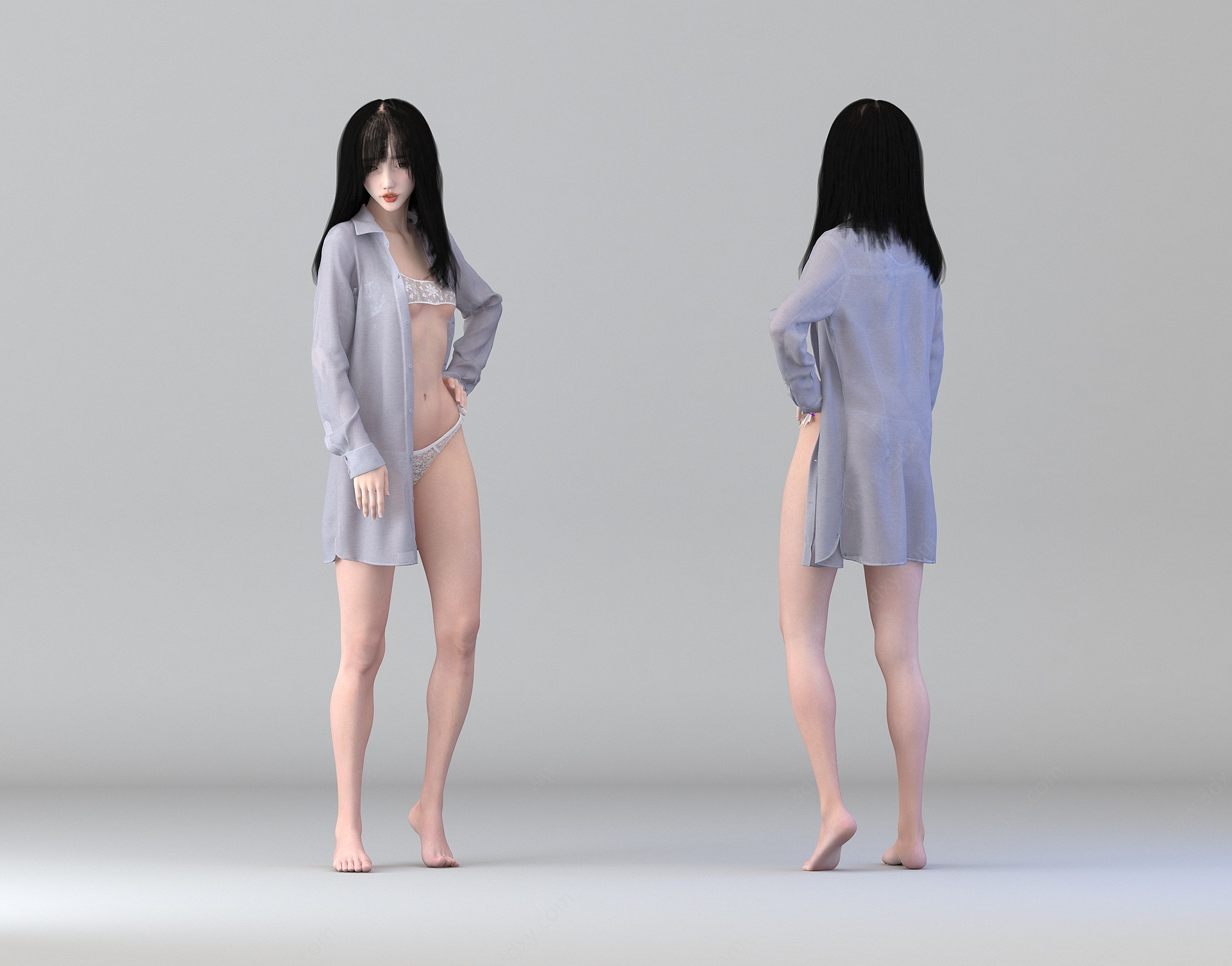 衬衫美女3D模型
