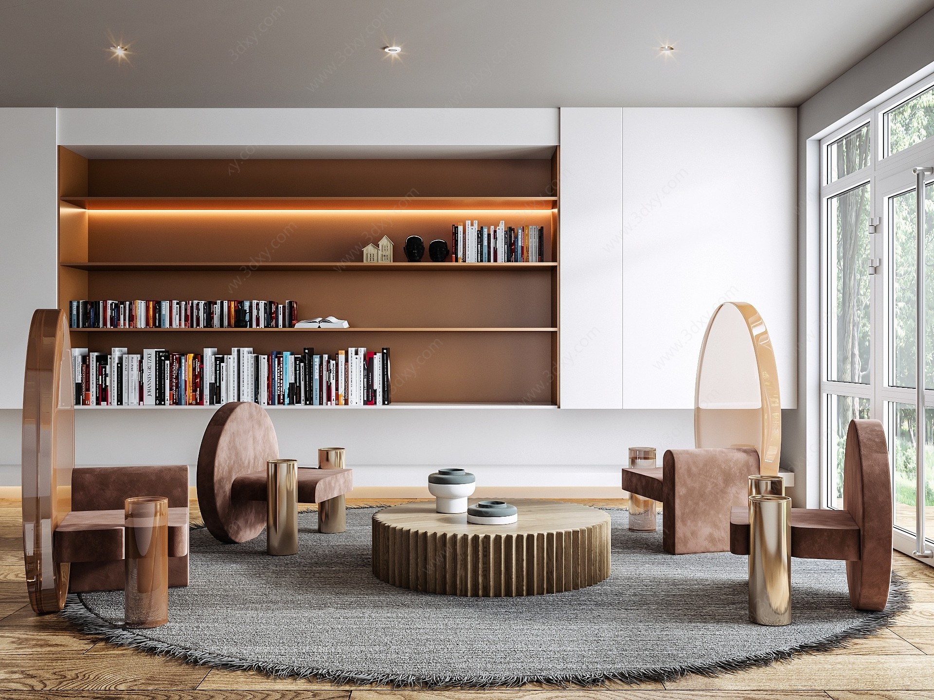 现代客厅沙发茶几装饰柜3D模型