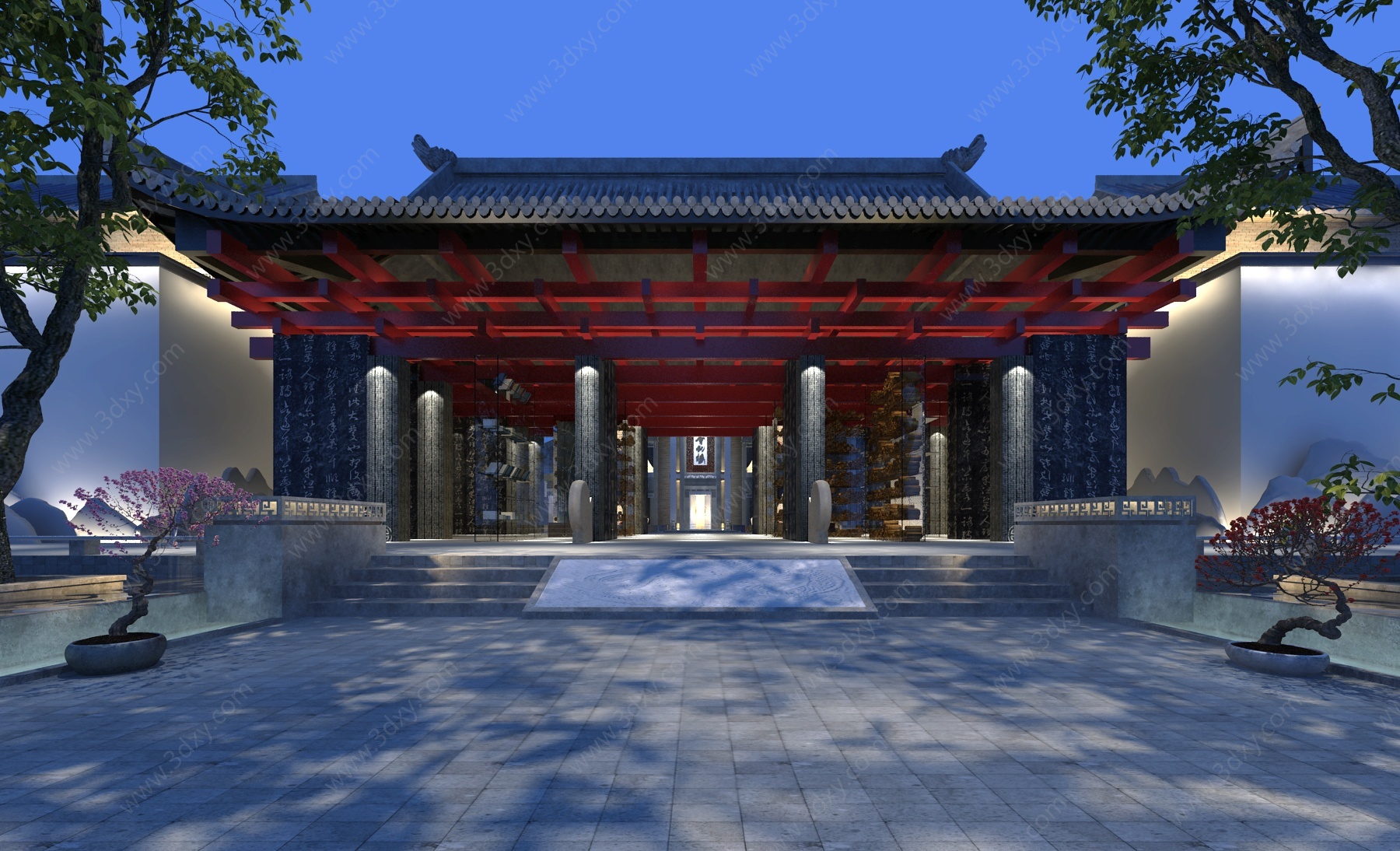 中式建筑外观3D模型