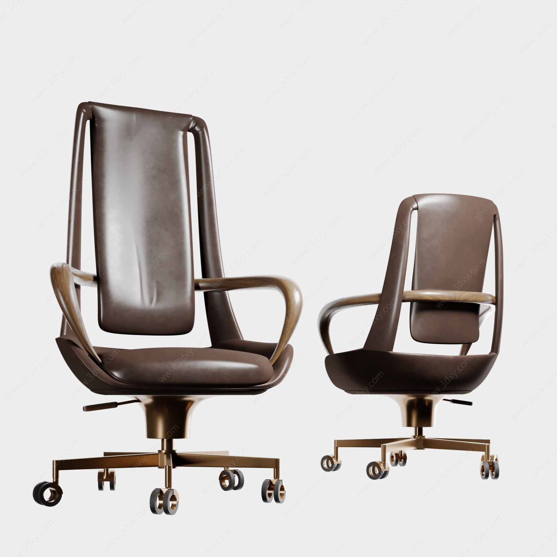 现代皮革办公转椅3D模型