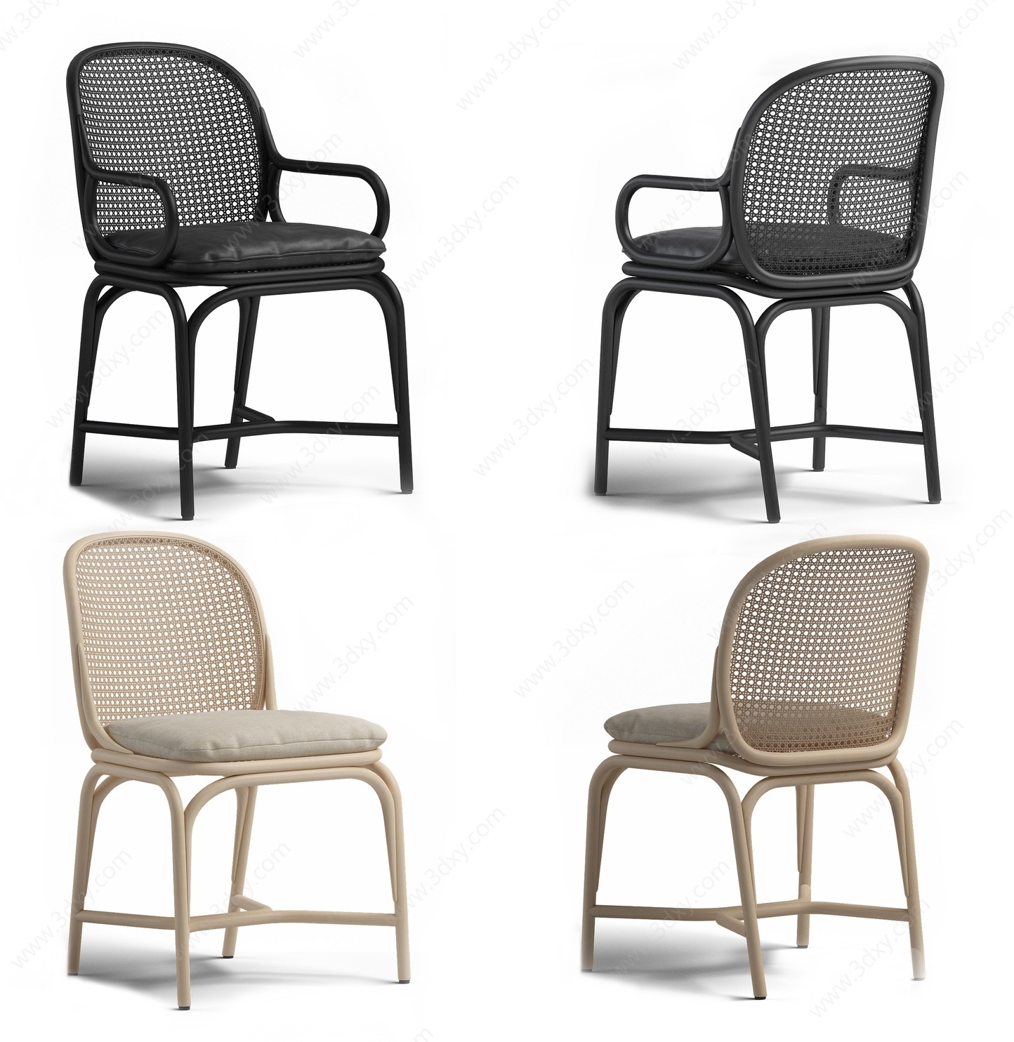编织休闲椅藤椅户外椅餐椅3D模型