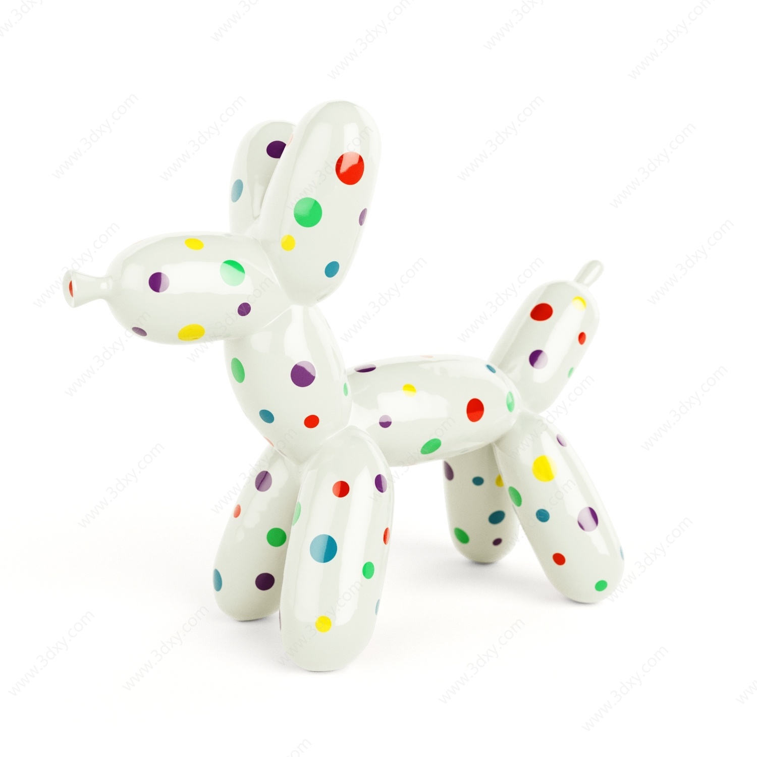 现代彩色玩具小狗气球小狗3D模型